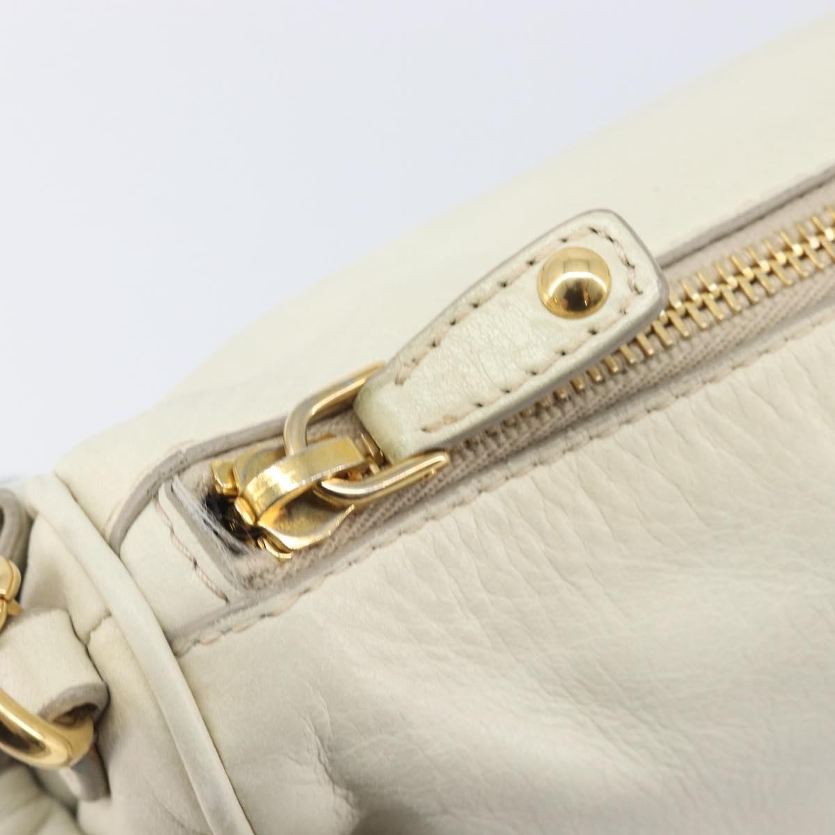 Miu Miu Beau Top Handle Leather White Leather Handbag (Pre-Owned)