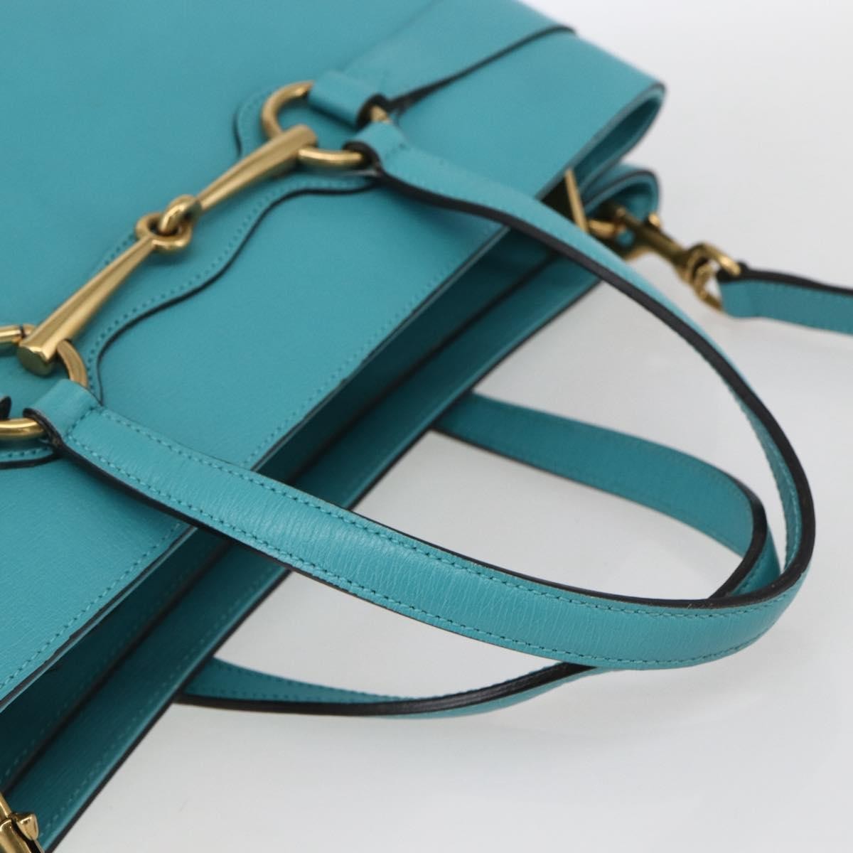 Gucci Bright Bit Convertible Tote Leather Blue Leather Tote Bag Bag (Pre-Owned)