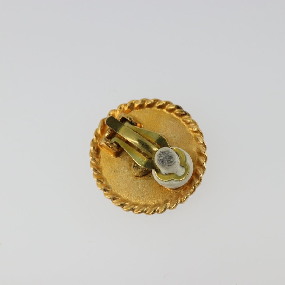 Chanel Cc Clip On Metal Gold Metal Earrings Jewelry (Pre-Owned)
