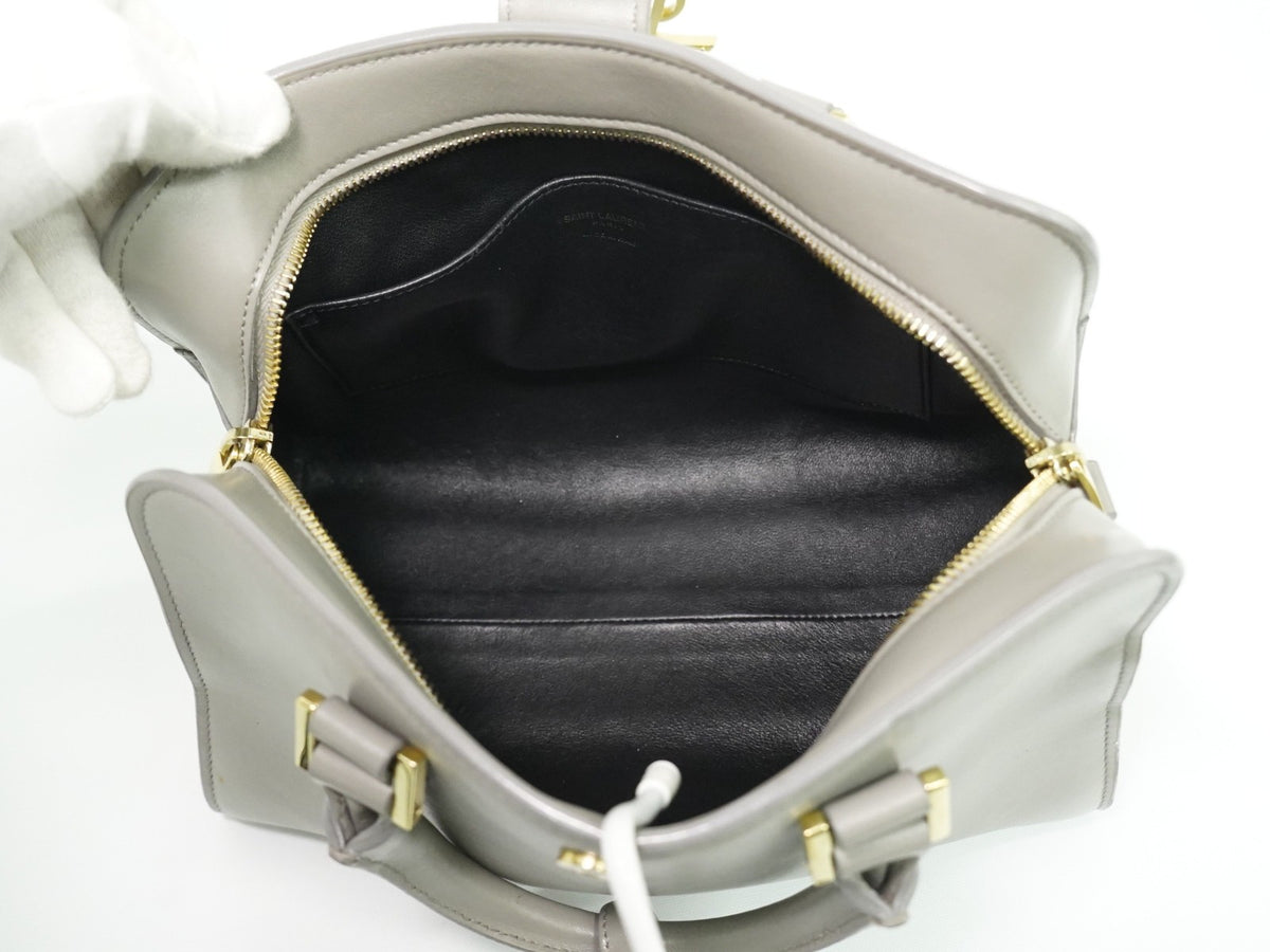Saint Laurent Monogram Cabas Leather Gray Leather Tote Bag Bag (Pre-Owned)