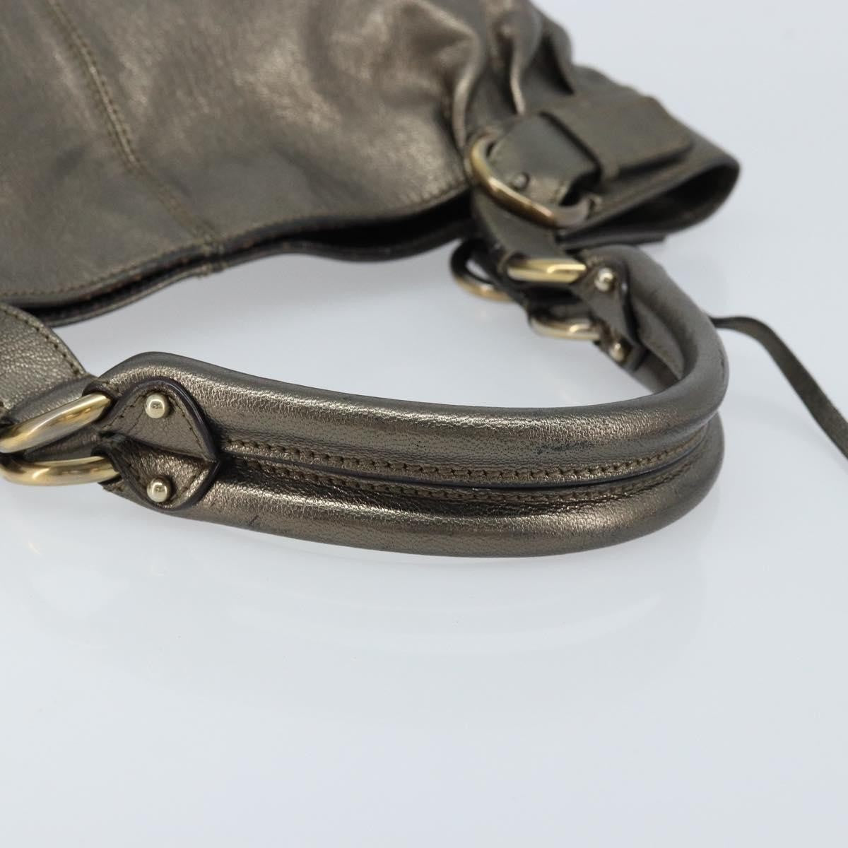 Salvatore Ferragamo Gancini Leather Gold Leather Handbag (Pre-Owned)