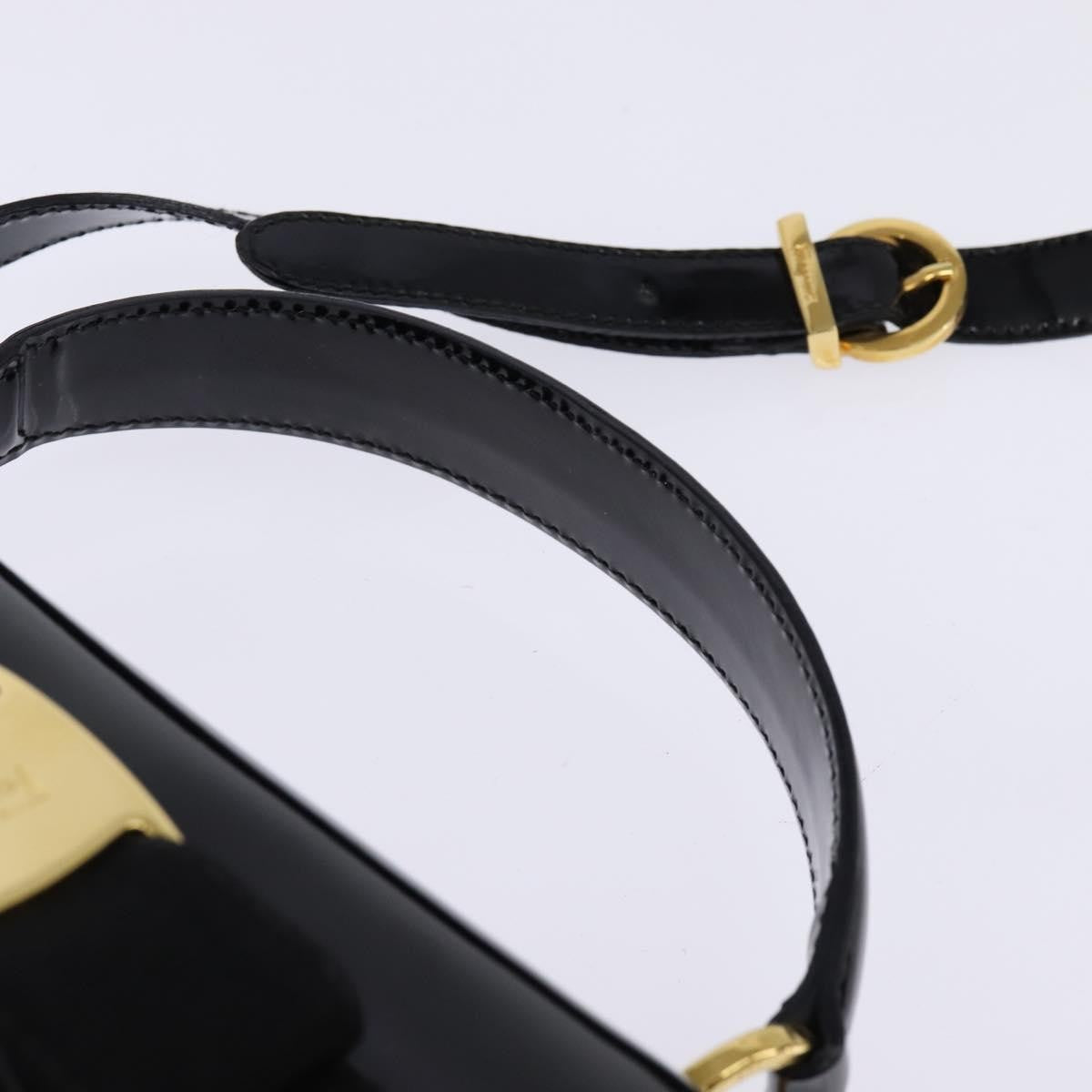 Salvatore Ferragamo Vintage Vara Bow Top Handle Patent Leather Black Patent_Leather Handbag (Pre-Owned)