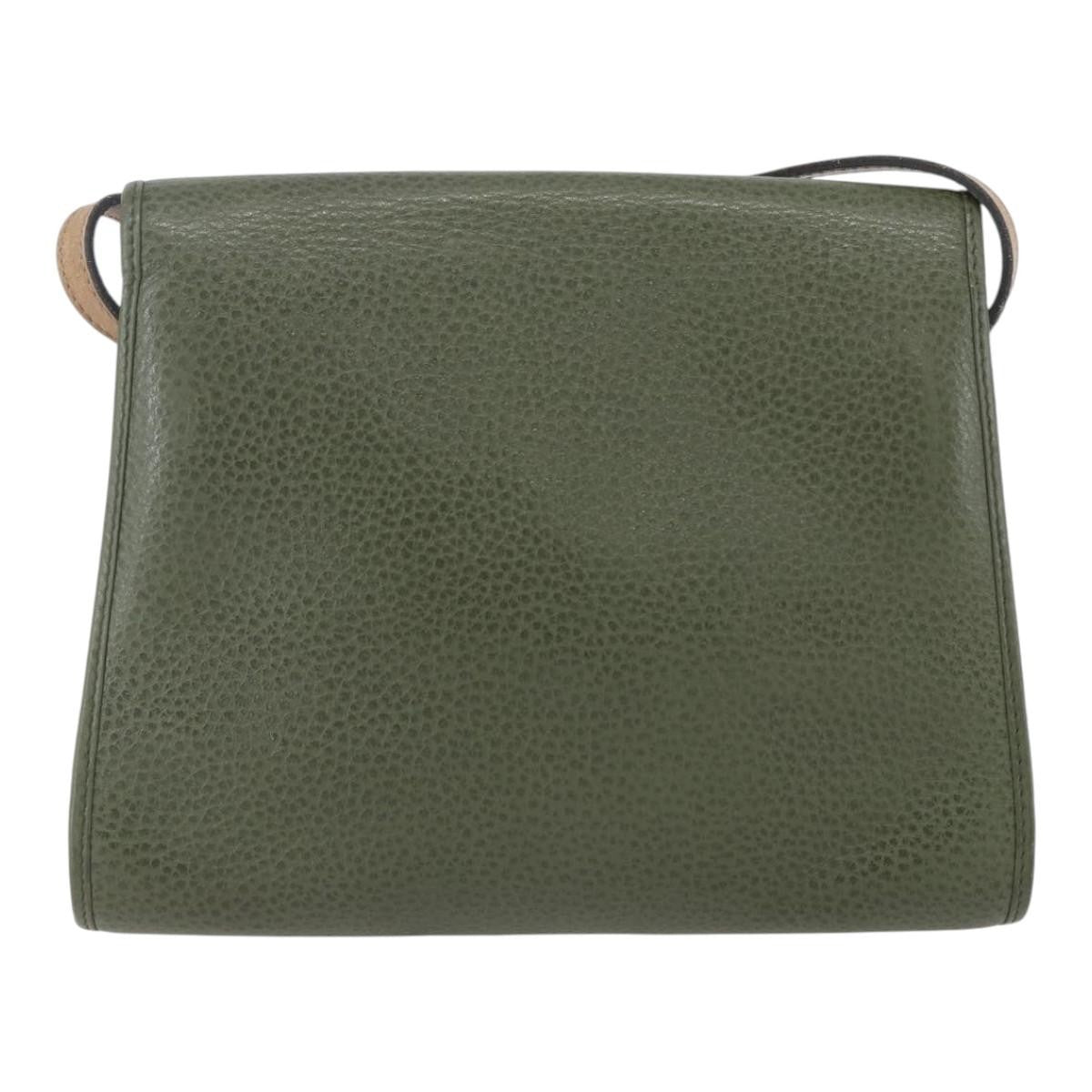 Christian Dior Vintage Leather Khaki Leather Shoulder Bag Bag (Pre-Owned)