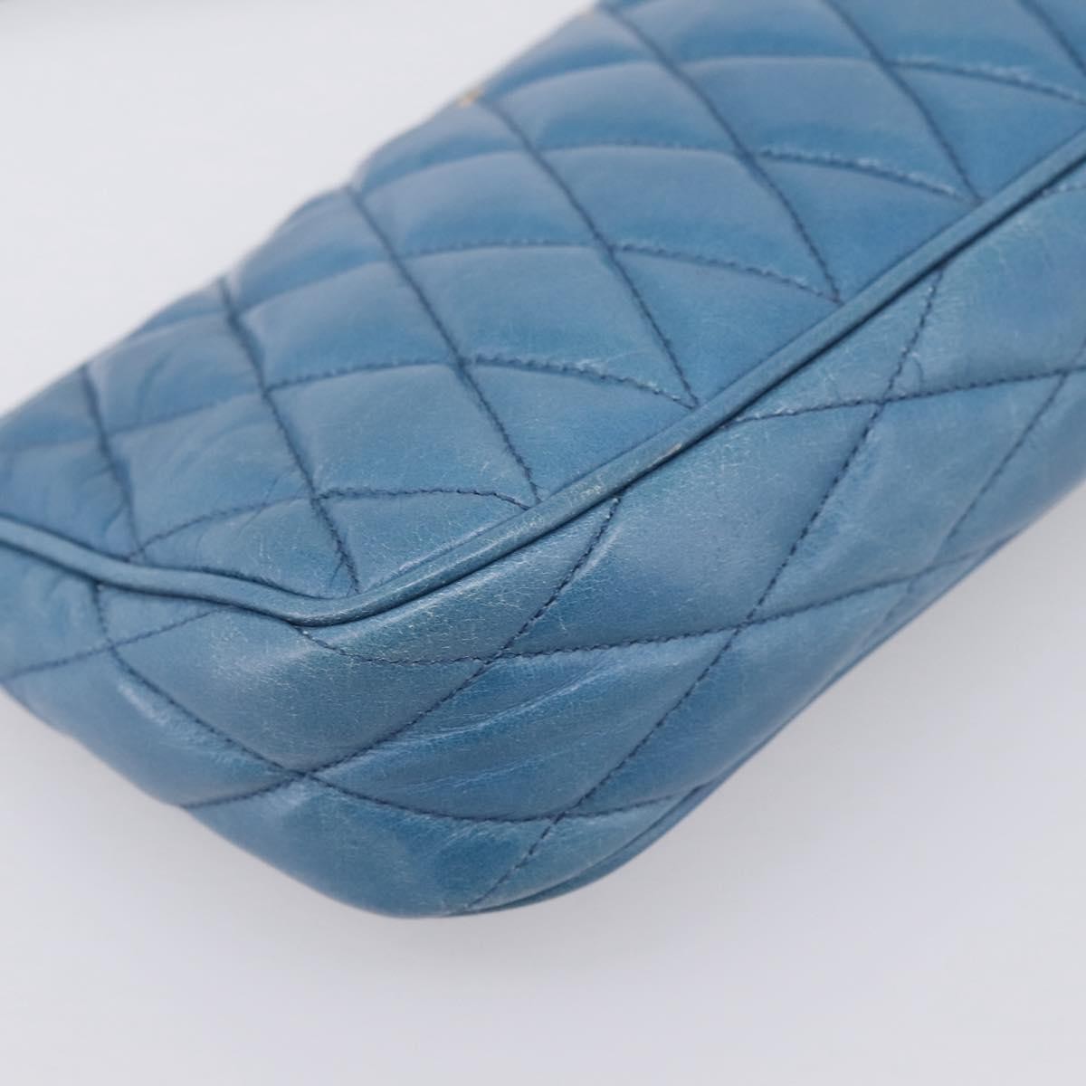 Miu Miu Shoulder Matelasse Leather Blue Leather Shoulder Bag Bag (Pre-Owned)