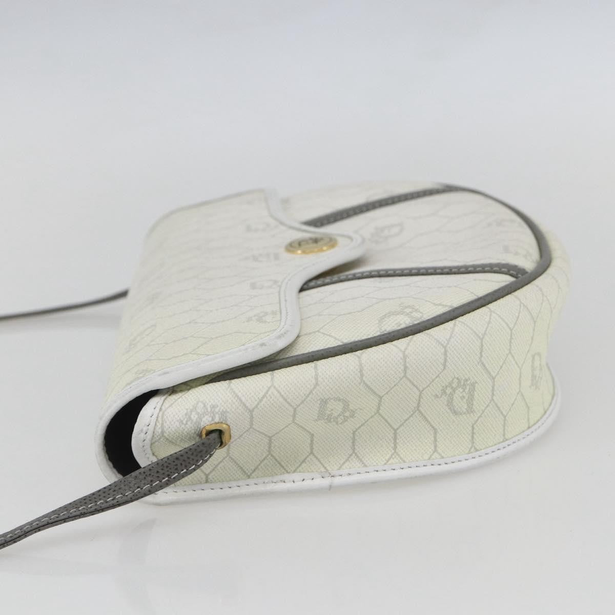 Christian Dior Vintage Honeycomb Flap Coated Canvas White Canvas Shoulder Bag Bag (Pre-Owned)