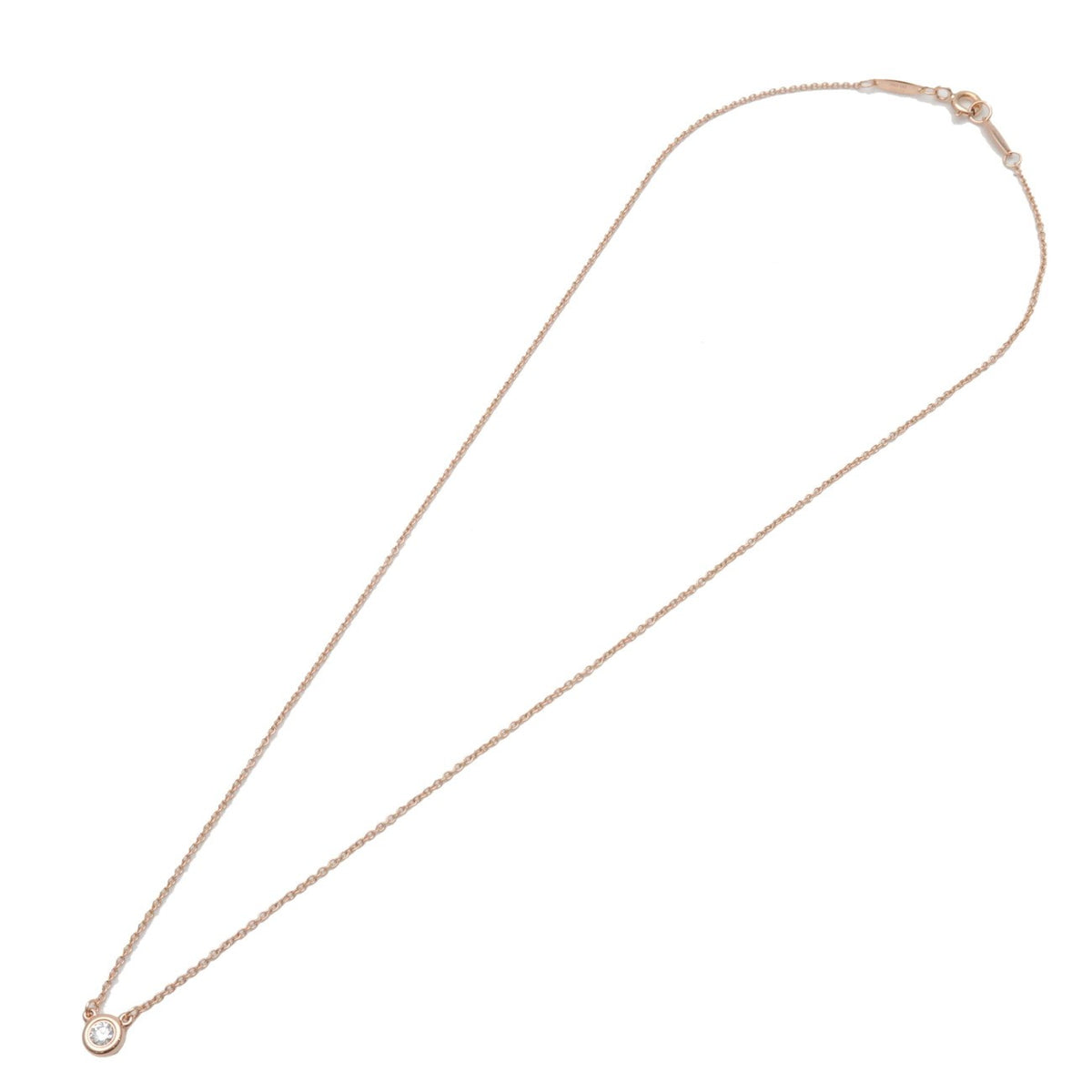 Tiffany & Co. Elsa Peretti Diamonds By The Yard Pendant 18K Rose Gold With Diamond Gold Rose_Gold Necklace Jewelry (Pre-Owned)