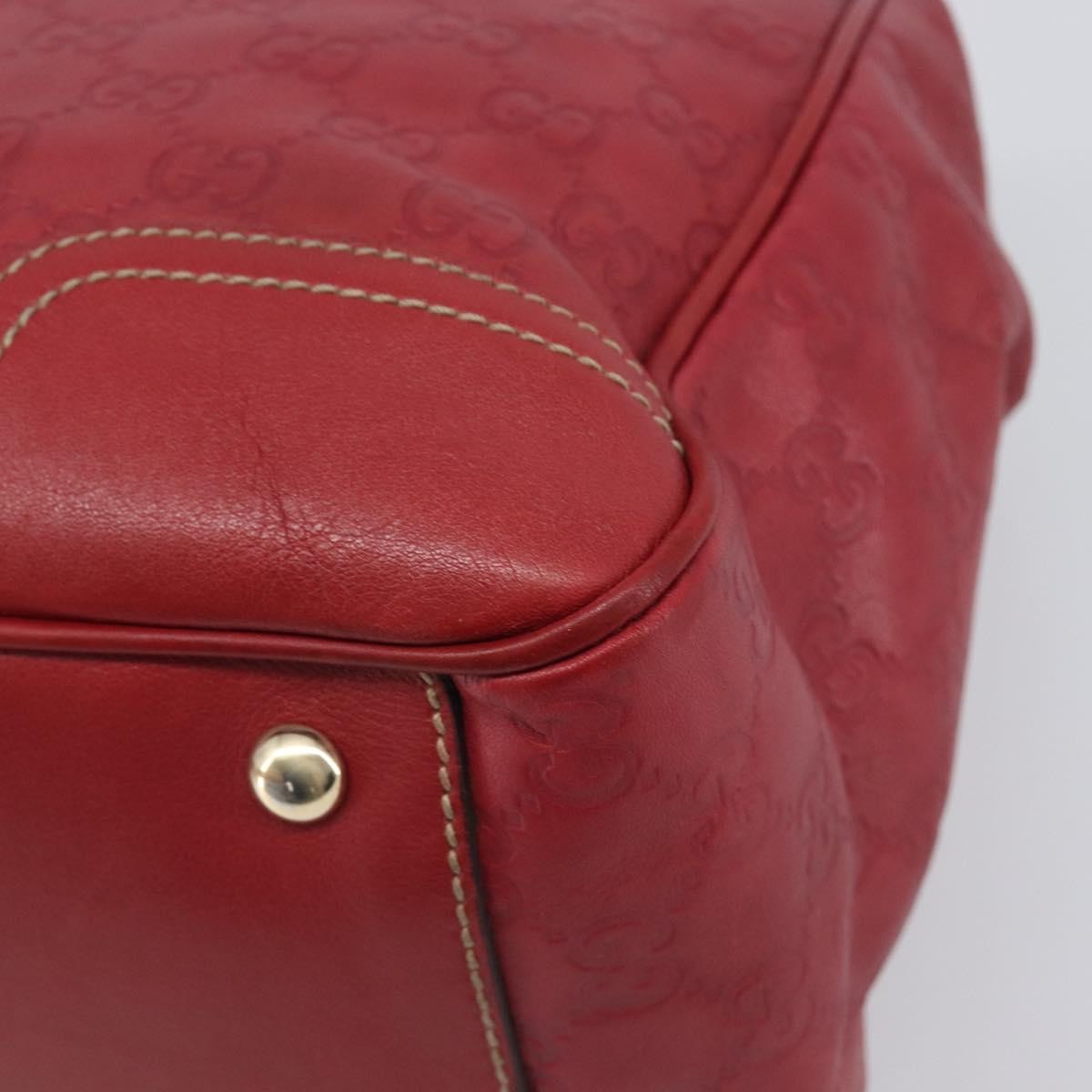 Gucci Princy Boston Guccissima Leather Red Leather Handbag (Pre-Owned)