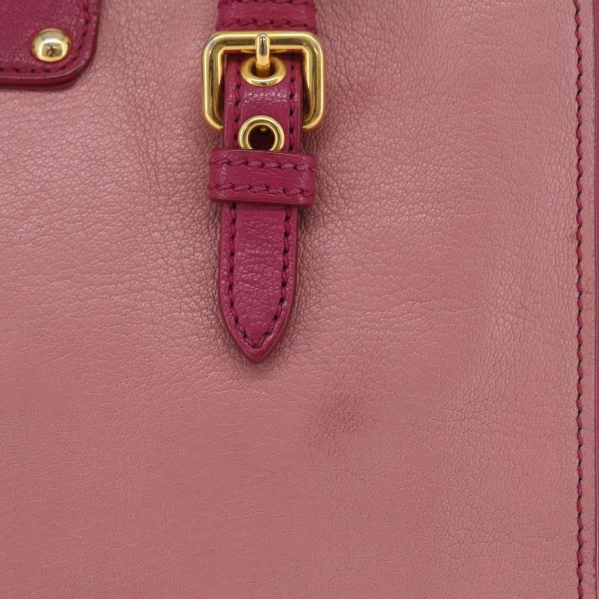 Miu Miu Madras Convertible Lock Leather Pink Leather Tote Bag Bag (Pre-Owned)