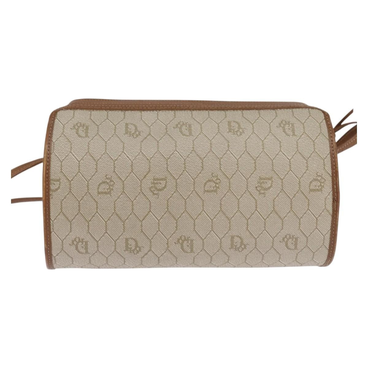 Christian Dior Vintage Honeycomb Canvas And Leather Beige Canvas Bag (Pre-Owned)
