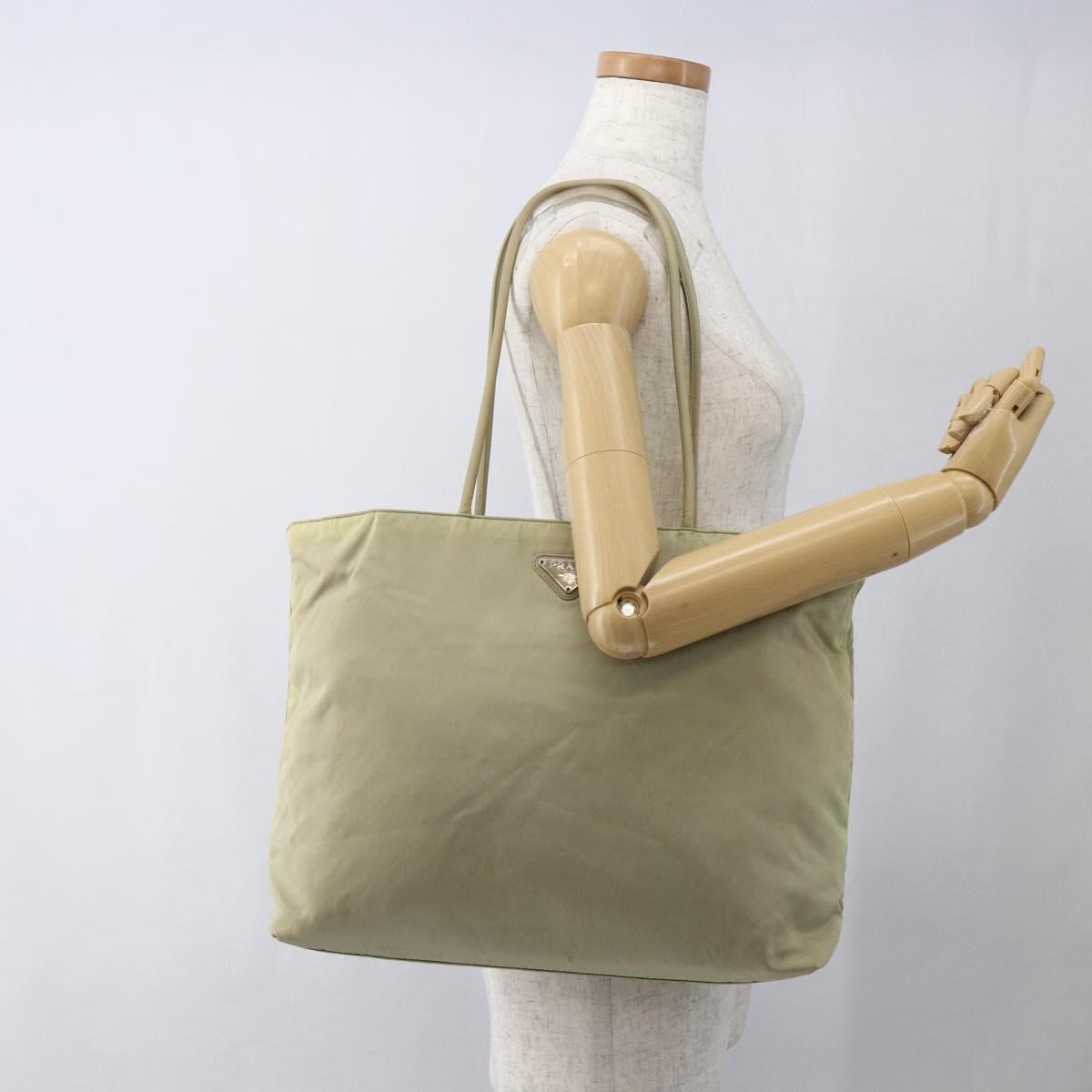 Prada Vintage Zip Tote Tessuto Ecru Nylon Tote Bag Bag (Pre-Owned)