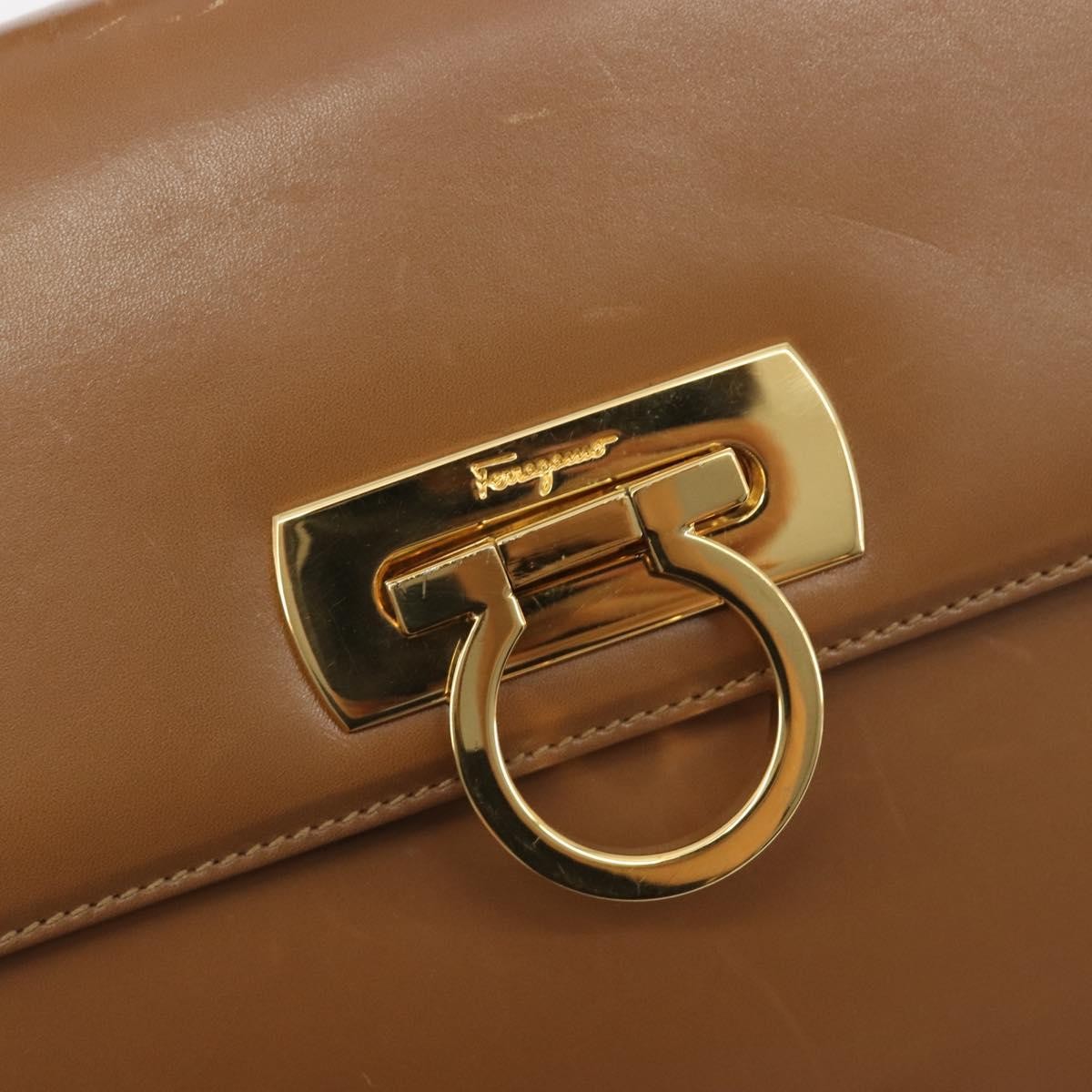 Salvatore Ferragamo Gancini Leather Brown Leather Shoulder Bag Bag (Pre-Owned)