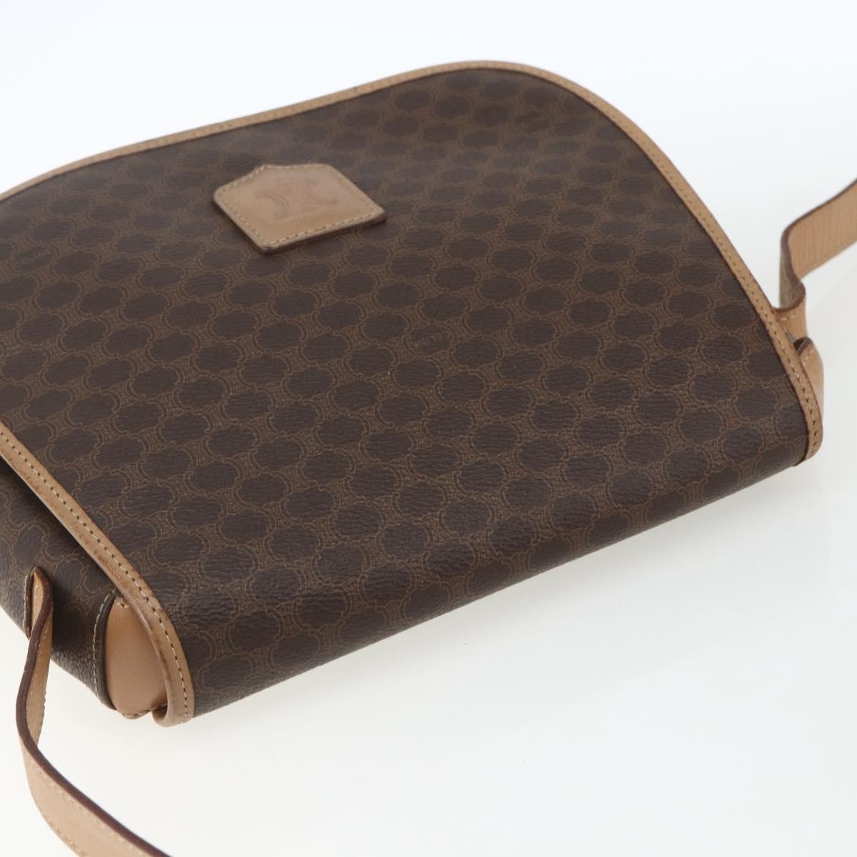 Celine Vintage Macadam Canvas And Leather Brown Canvas Shoulder Bag Bag (Pre-Owned)