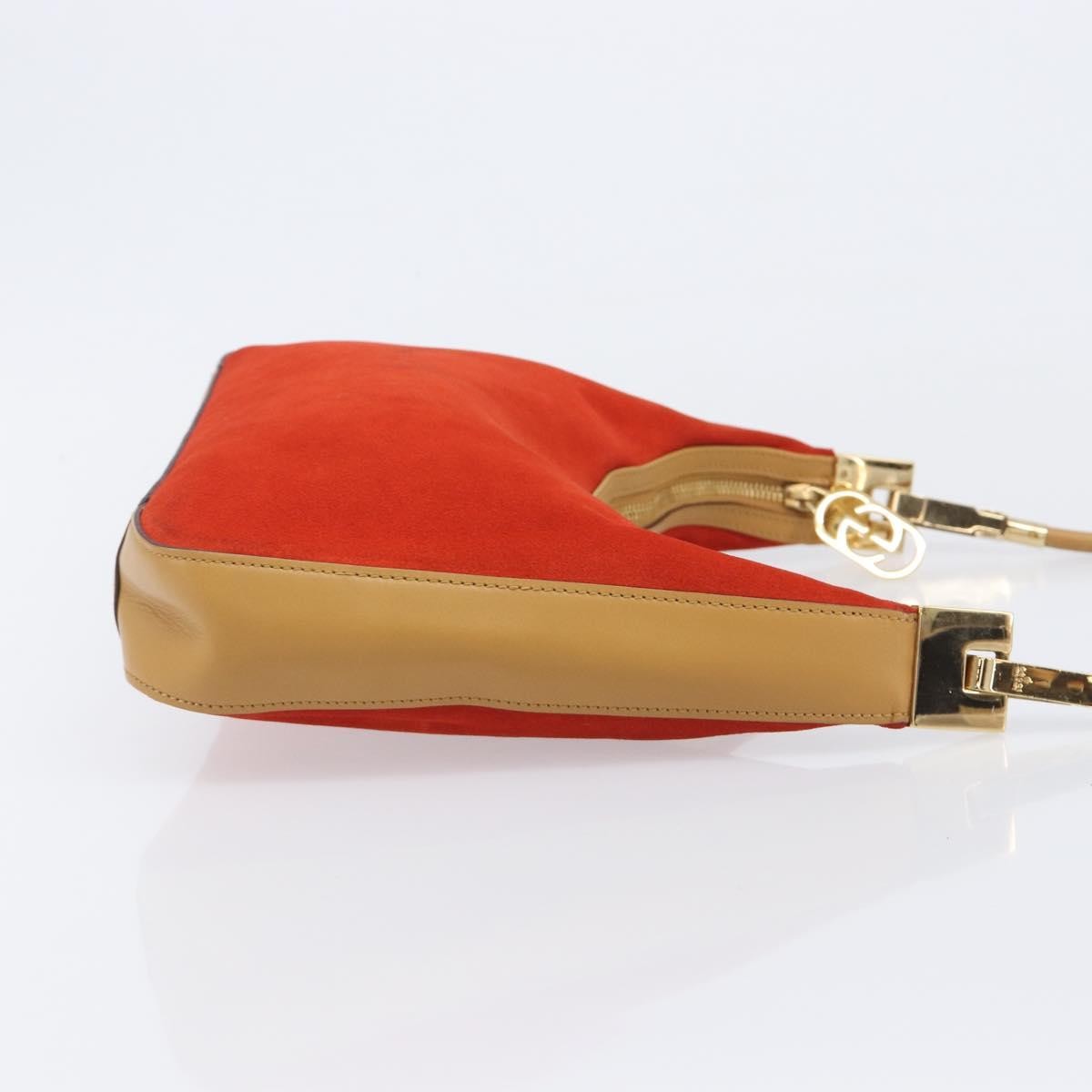 Gucci Vintage Zip Hobo Leather & Suede Red Suede Shoulder Bag Bag (Pre-Owned)