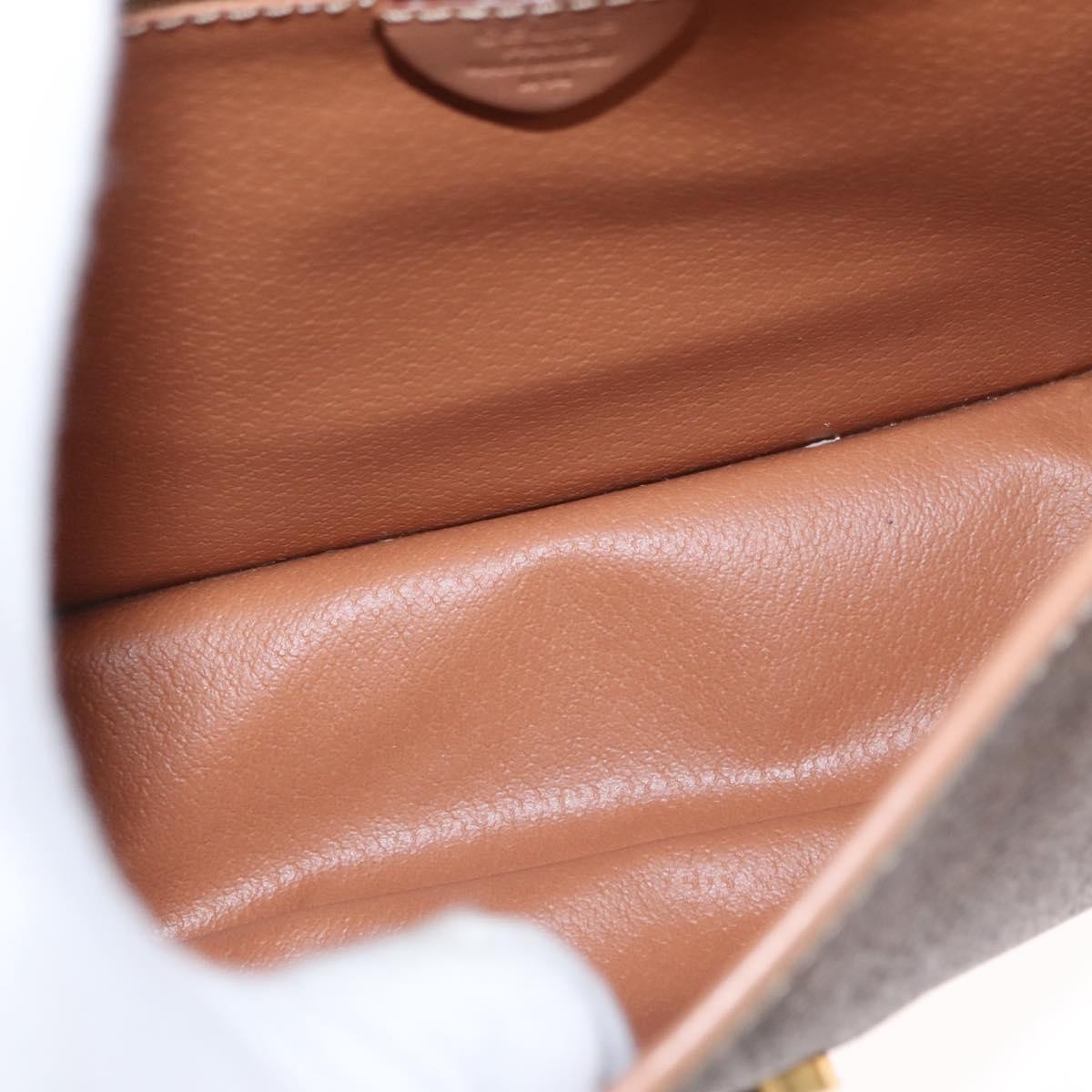 Celine Vintage Macadam Circle Logo Canvas And Leather Brown Canvas Shoulder Bag Bag (Pre-Owned)