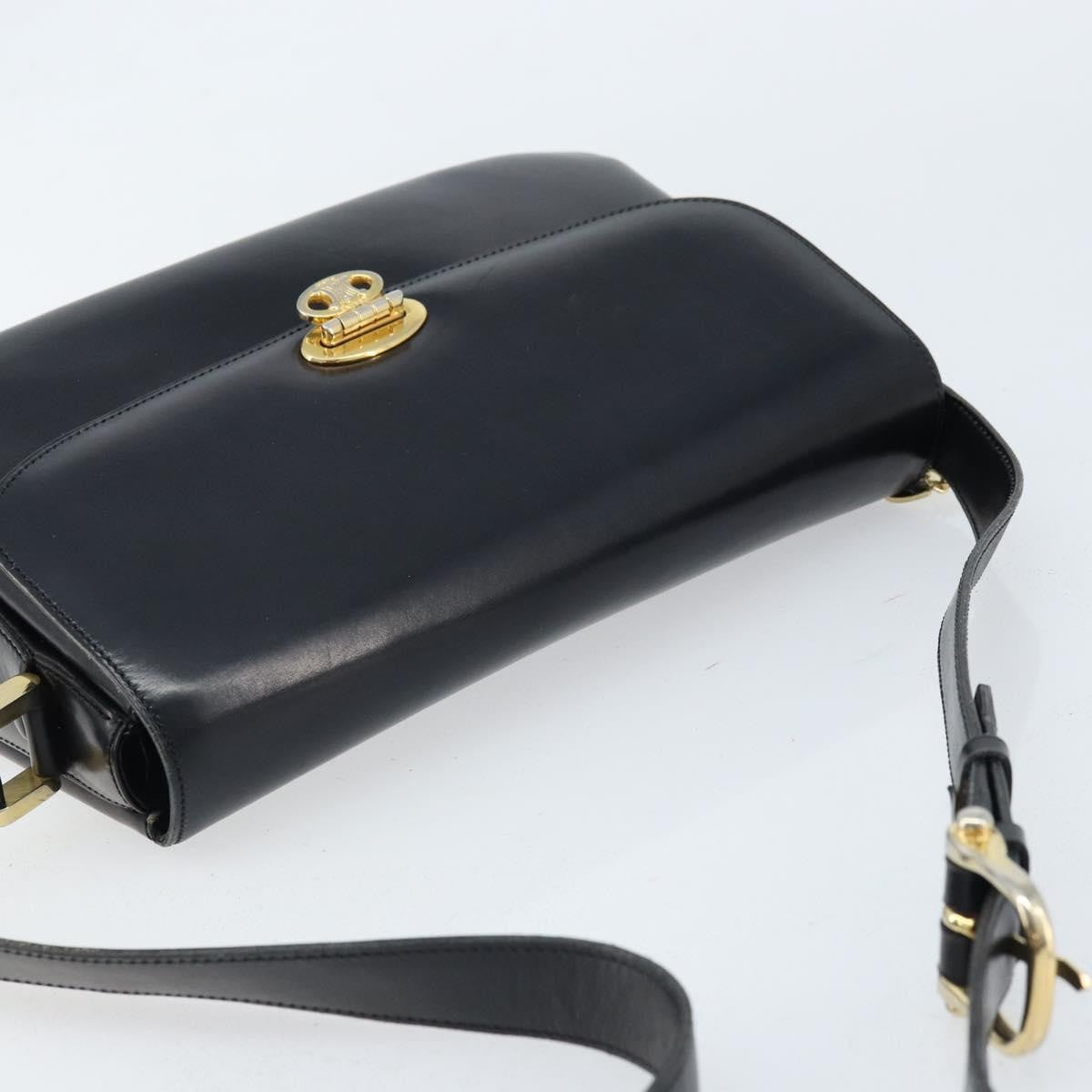 Celine Shoulder Leather Black Leather Shoulder Bag Bag (Pre-Owned)