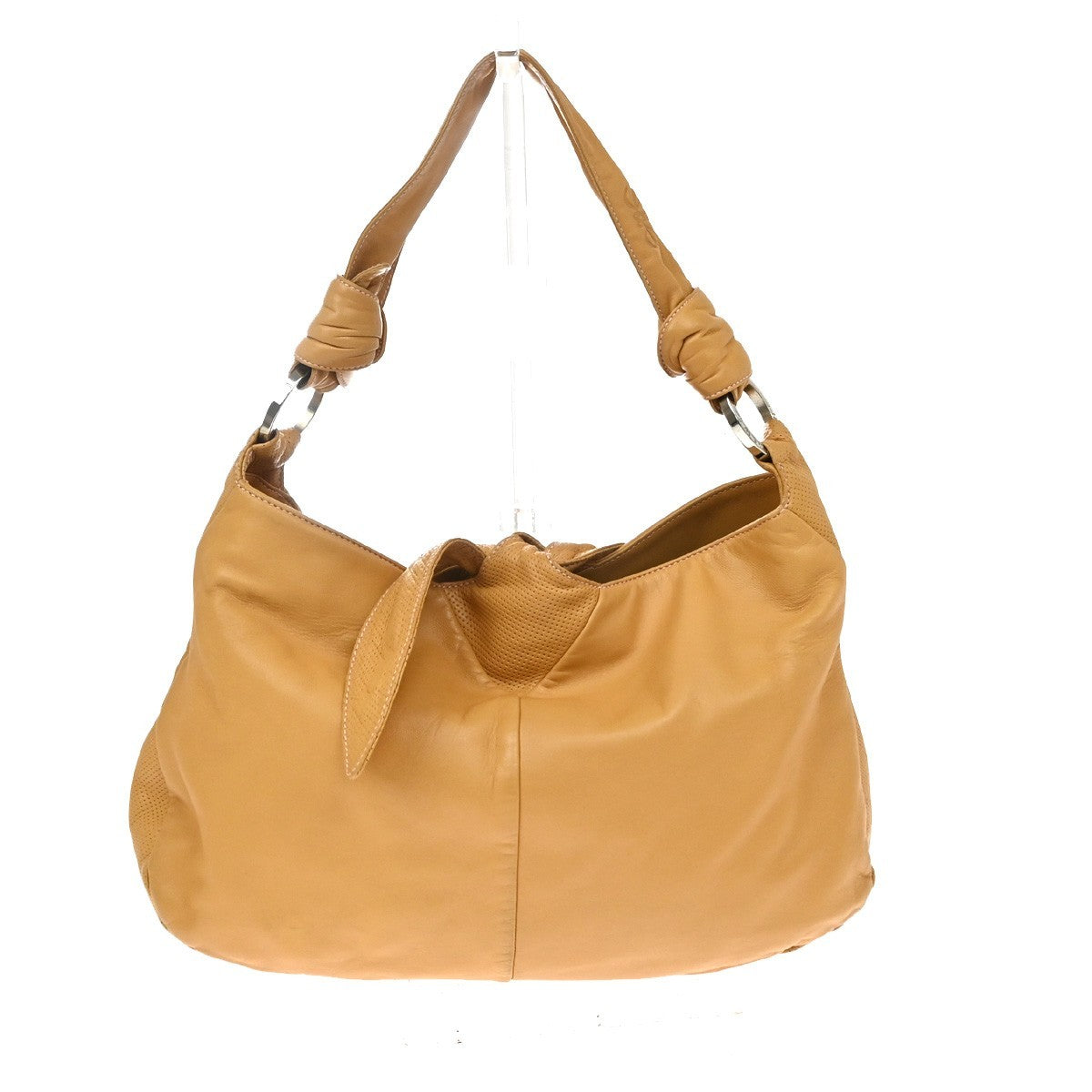 Loewe Vintage Knot Nappa Leather Hobo Bag Leather Beige Leather Handbag (Pre-Owned)