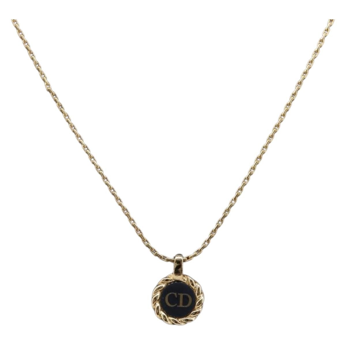 Christian Dior Cd Pendant Metal Gold Metal Necklace Jewelry (Pre-Owned)