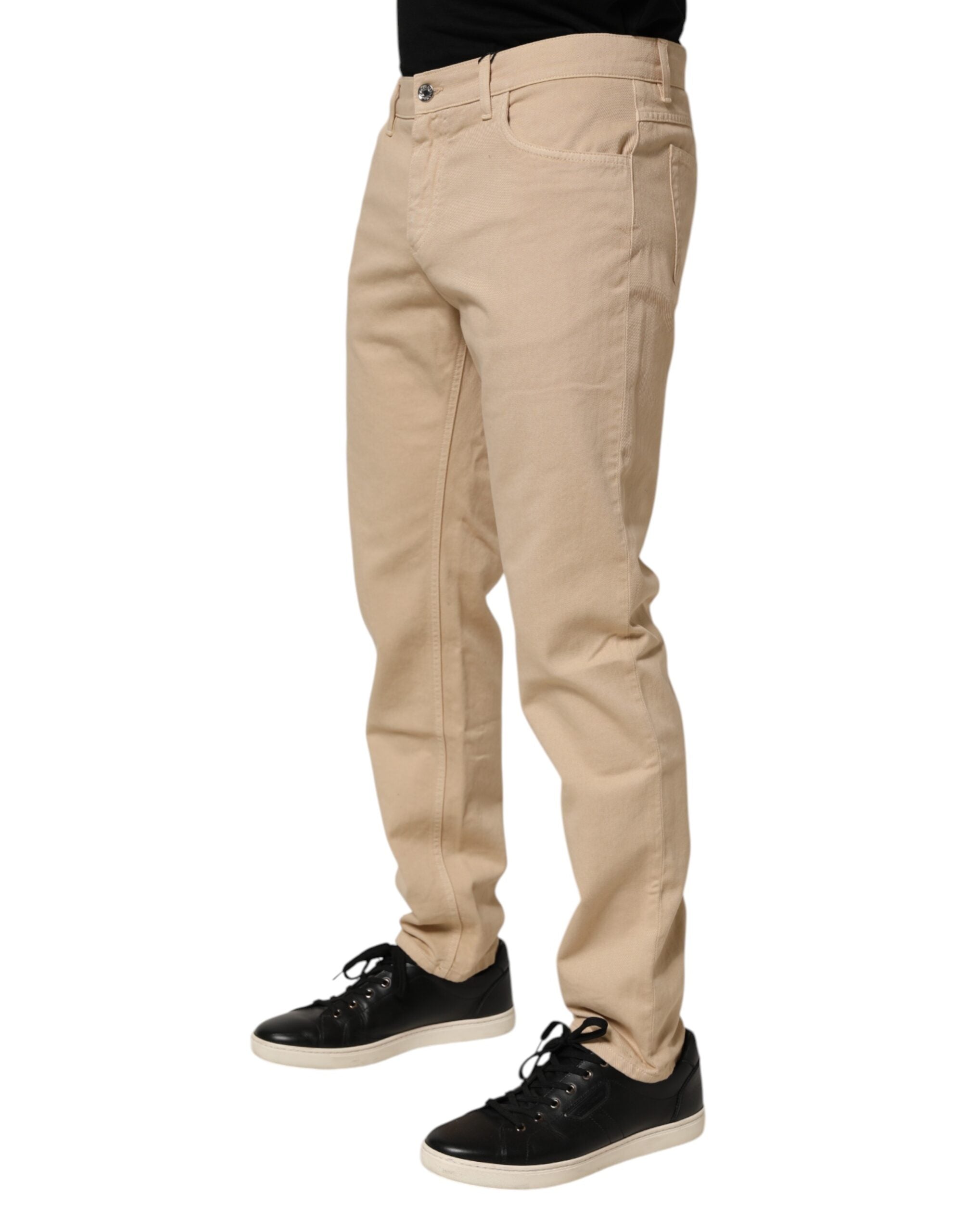 Dolce & Gabbana Beige Cotton Skinny Regular Men Denim Men's Jeans (Pre-Owned)
