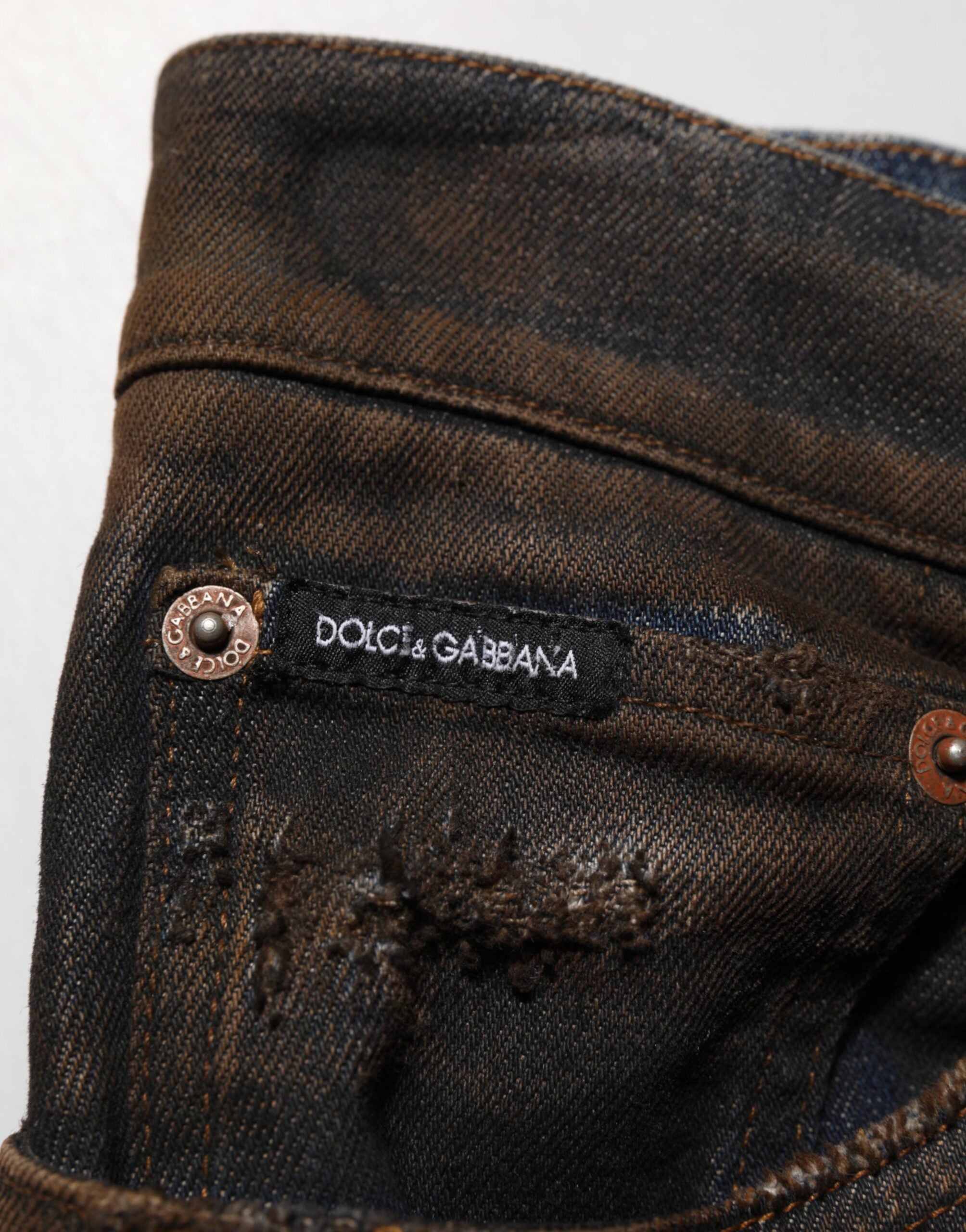Dolce & Gabbana Black Cotton Skinny Tattered Men Denim Men's Jeans