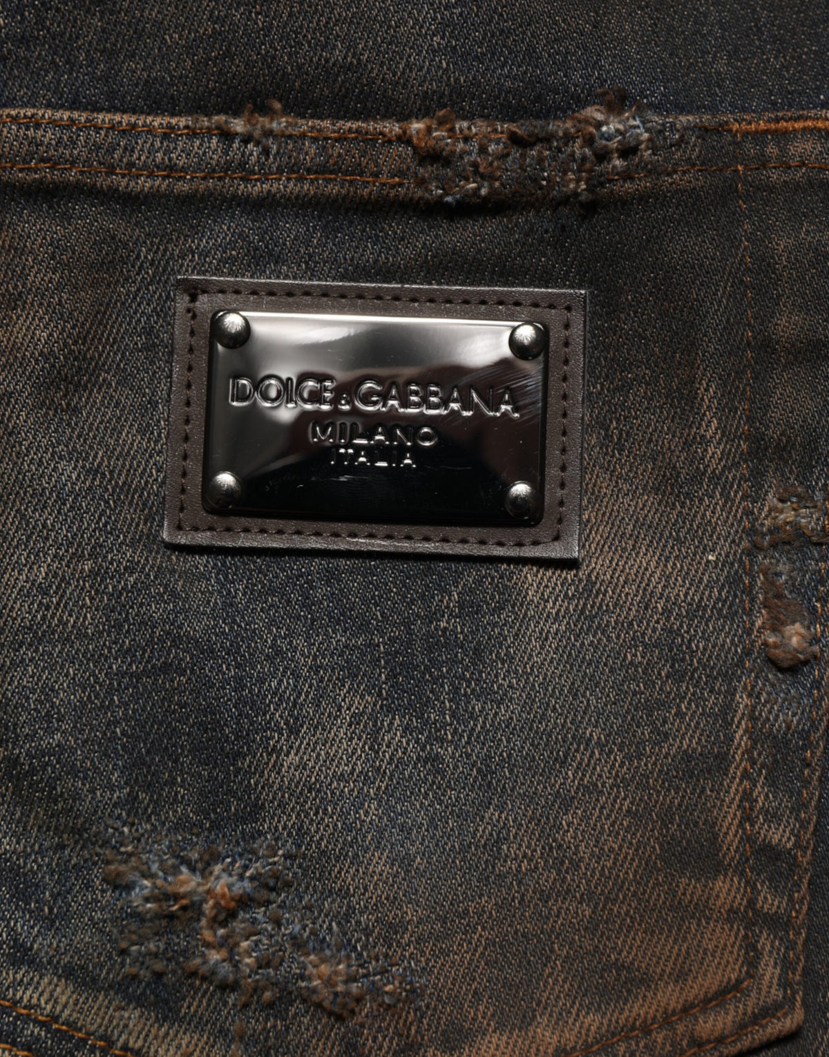 Dolce & Gabbana Black Cotton Skinny Tattered Men Denim Men's Jeans