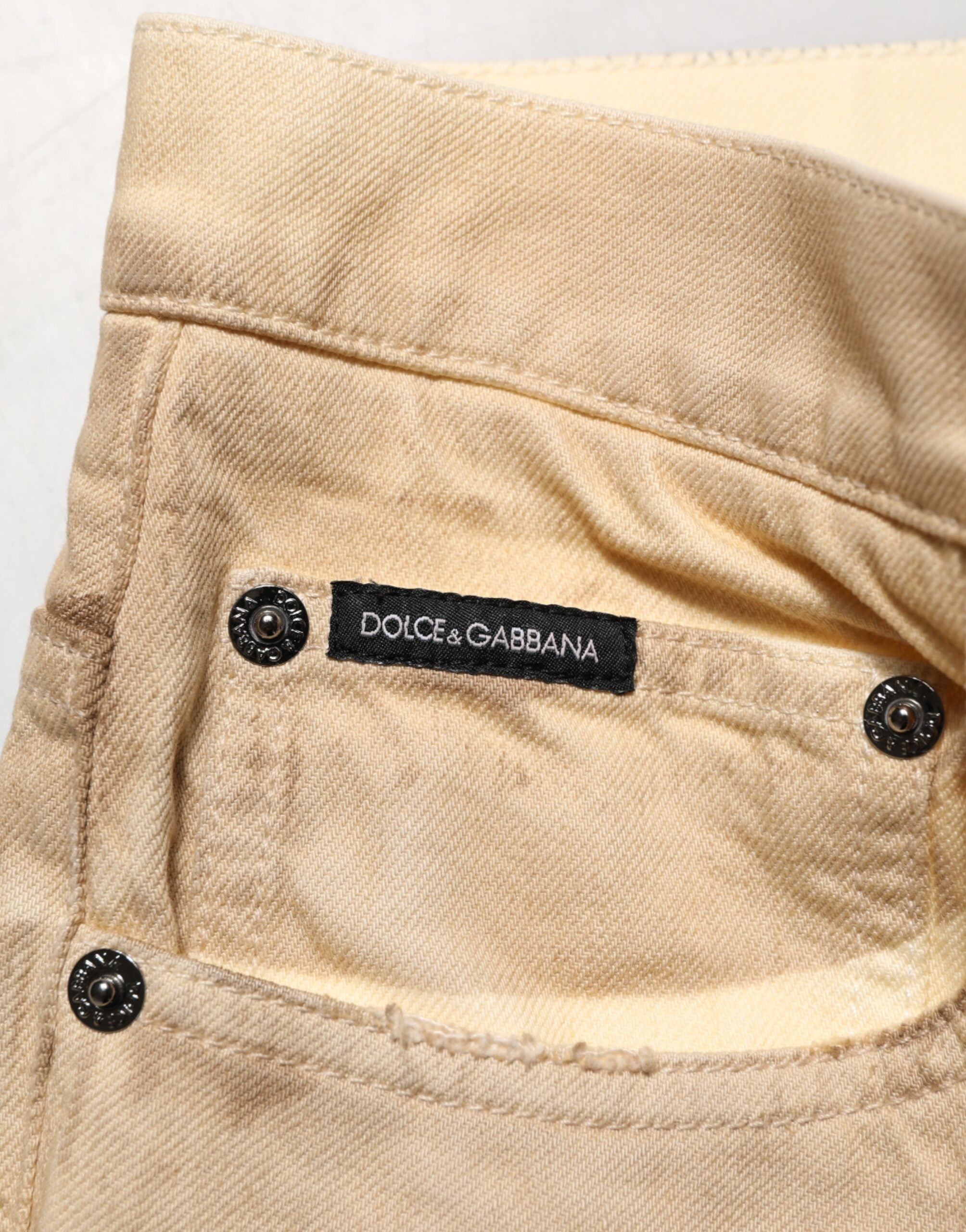 Dolce & Gabbana Beige Cotton Loose Tattered Men Denim Men's Jeans