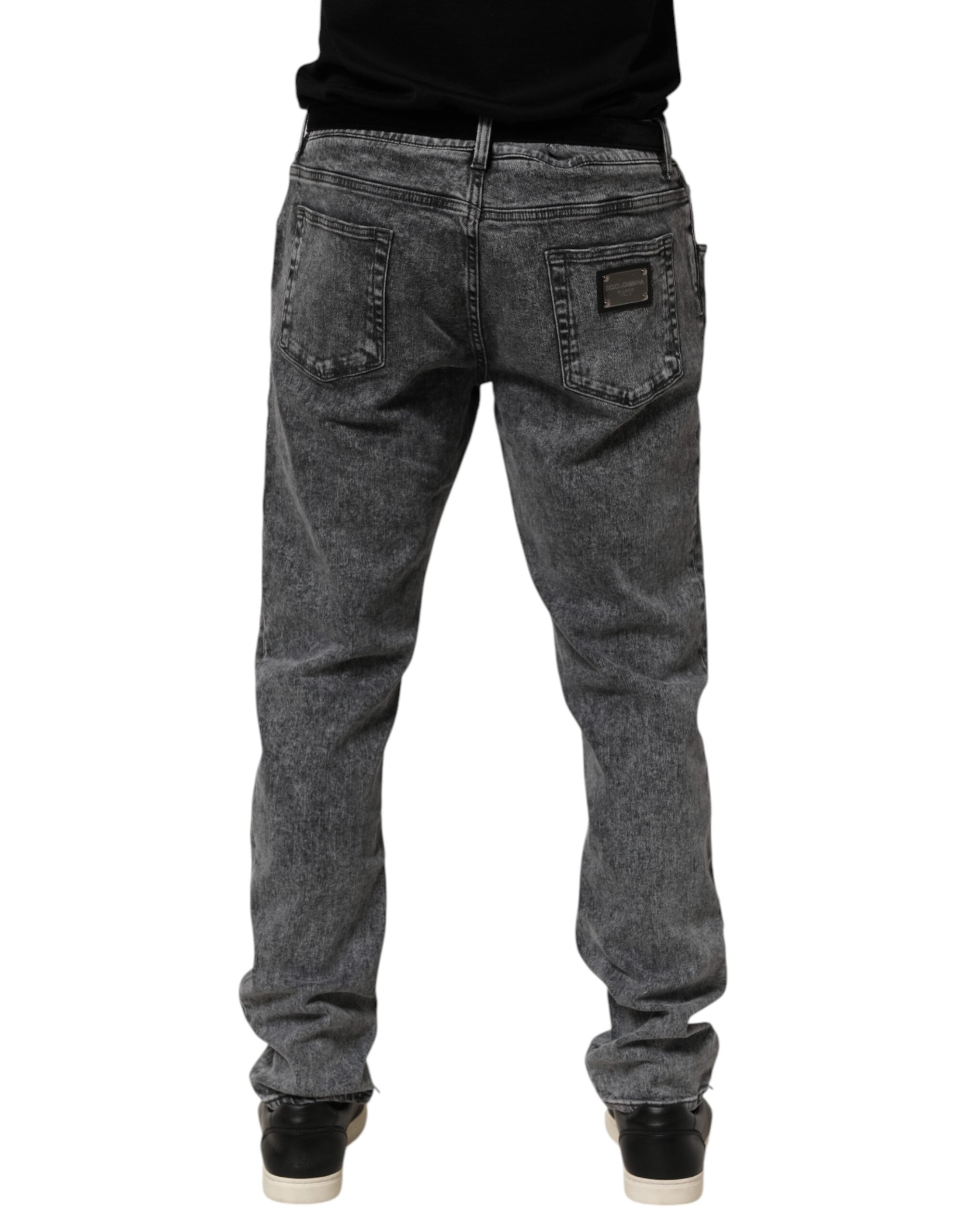 Dolce & Gabbana Gray Cotton Slim Fit Denim Trouser Men's Jeans