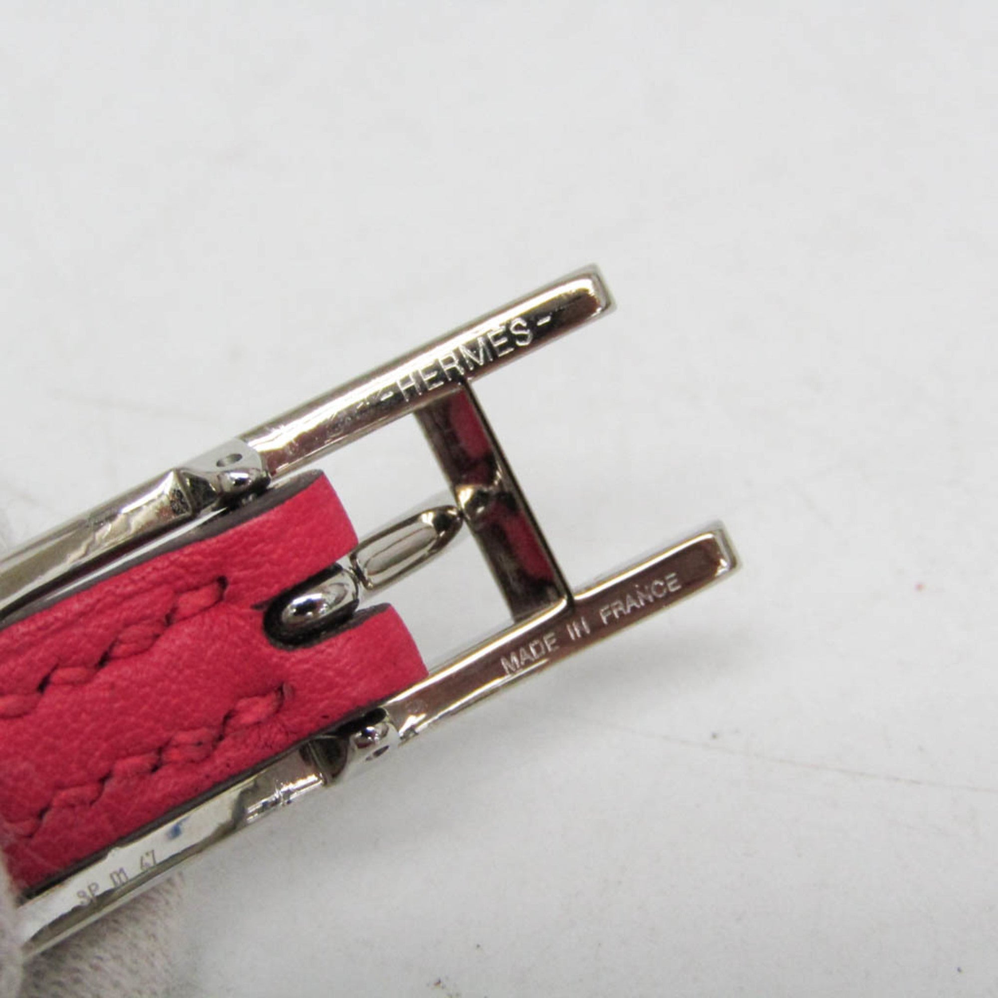 Hermes Hapi 3 Leather With Metal Pink Leather Bracelet Jewelry (Pre-Owned)