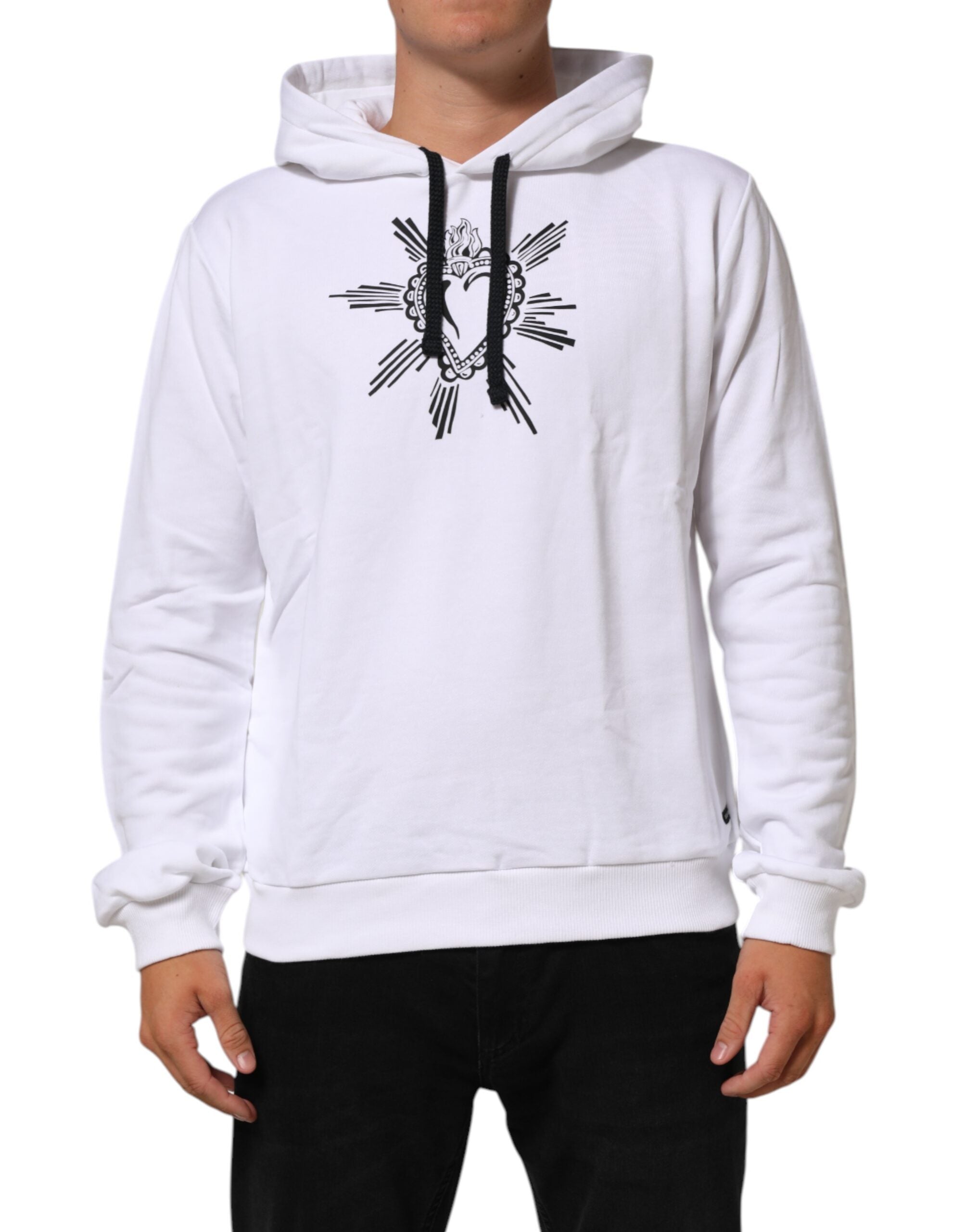 Dolce & Gabbana White Sacred Heart Hooded Sweatshirt Men's Sweater (Pre-Owned)
