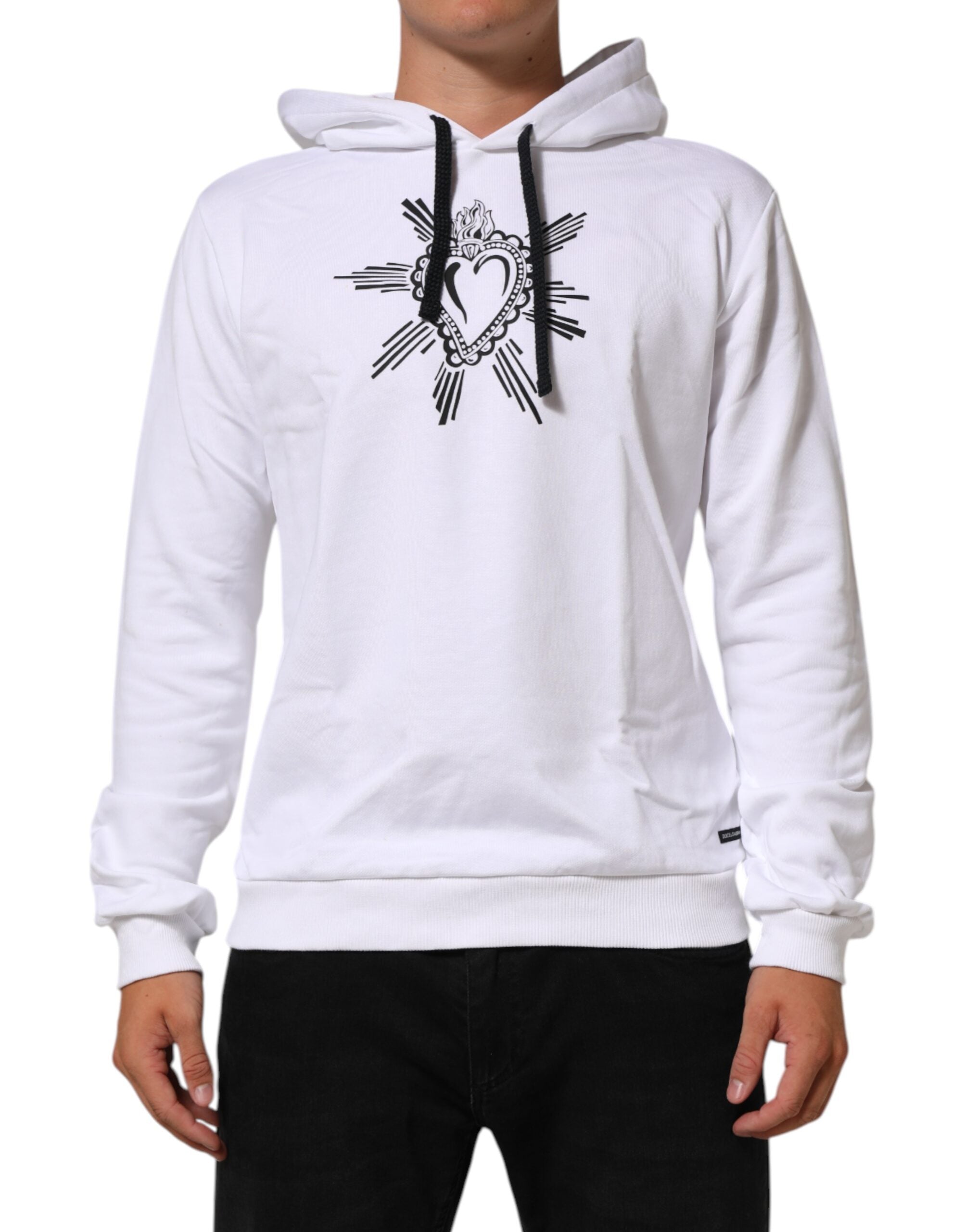 Dolce & Gabbana White Sacred Heart Hooded Sweatshirt Men's Sweater (Pre-Owned)