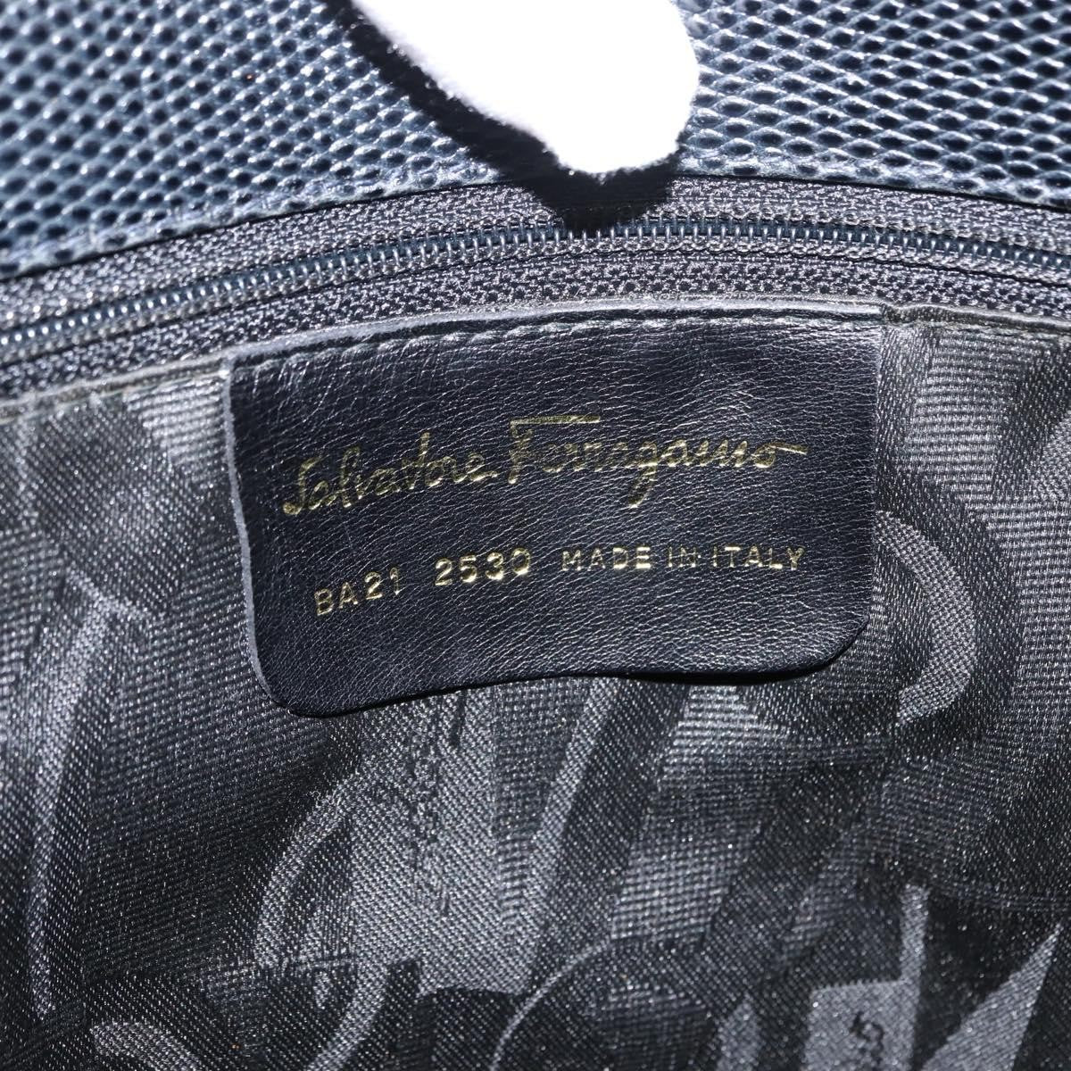 Salvatore Ferragamo Vala Tote Leather Navy Leather Tote Bag Bag (Pre-Owned)