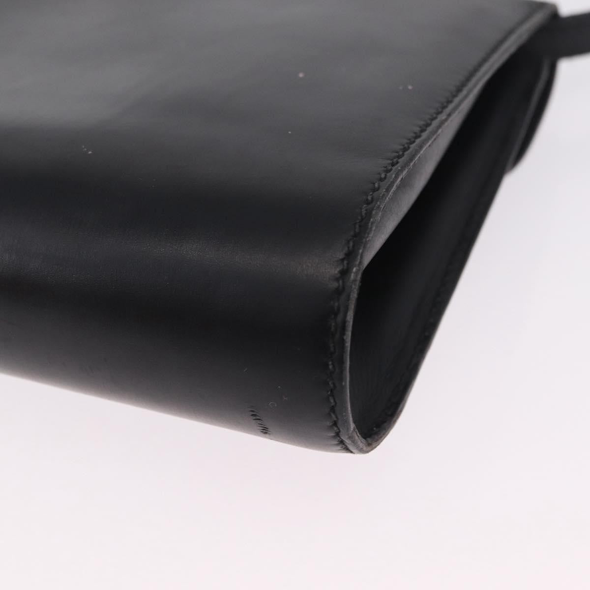 Gucci Sherry Line Shoulder Leather Black Leather Handbag (Pre-Owned)