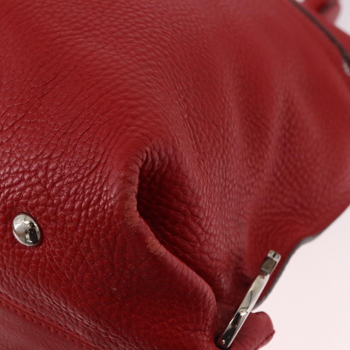 Salvatore Ferragamo Sofia Satchel Grainy Leather Red Leather Handbag (Pre-Owned)