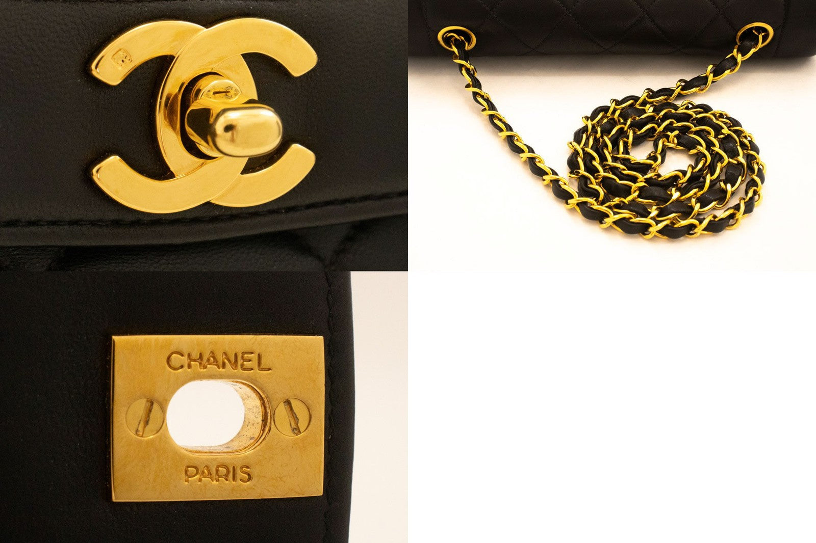 Chanel Vintage Diana Flap Quilted Lambskin Black Leather Shoulder Bag Bag (Pre-Owned)