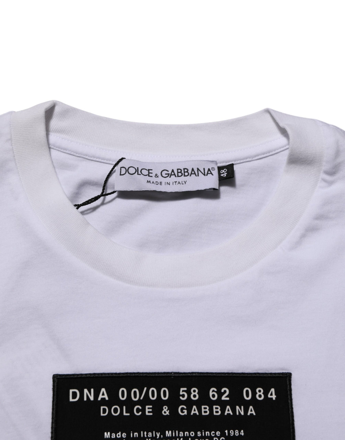 Dolce & Gabbana White Cotton Logo Print Crew Neck Men Men's T-shirt
