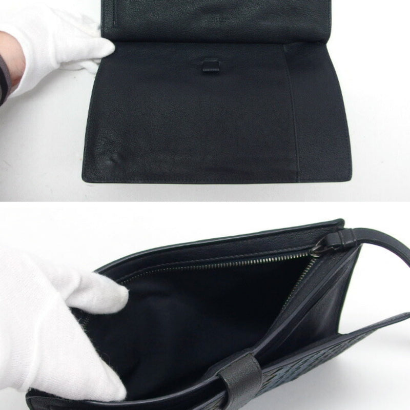 Bottega Veneta Intrecciato Navy Leather Clutch Bag (Pre-Owned)