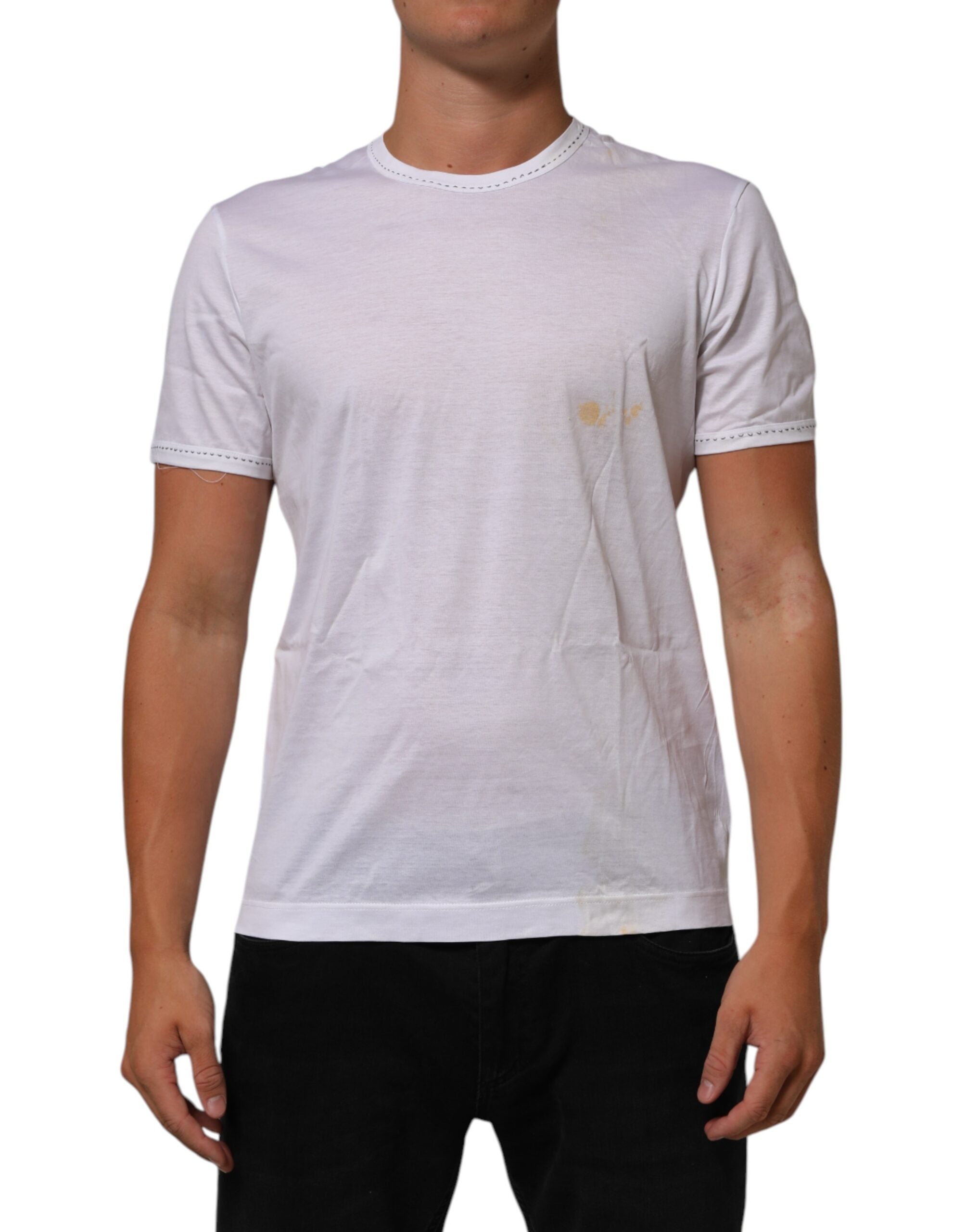 Dolce & Gabbana White Cotton Crew Neck Underwear Tee Men's T-shirt (Pre-Owned)