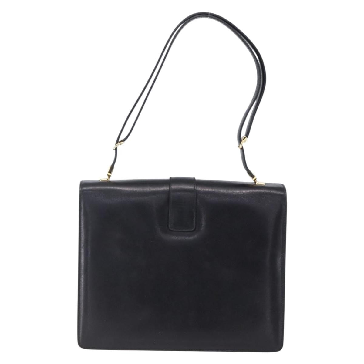 Burberry Nova Check Shoulder Bag Leather Black Leather Shoulder Bag Bag (Pre-Owned)