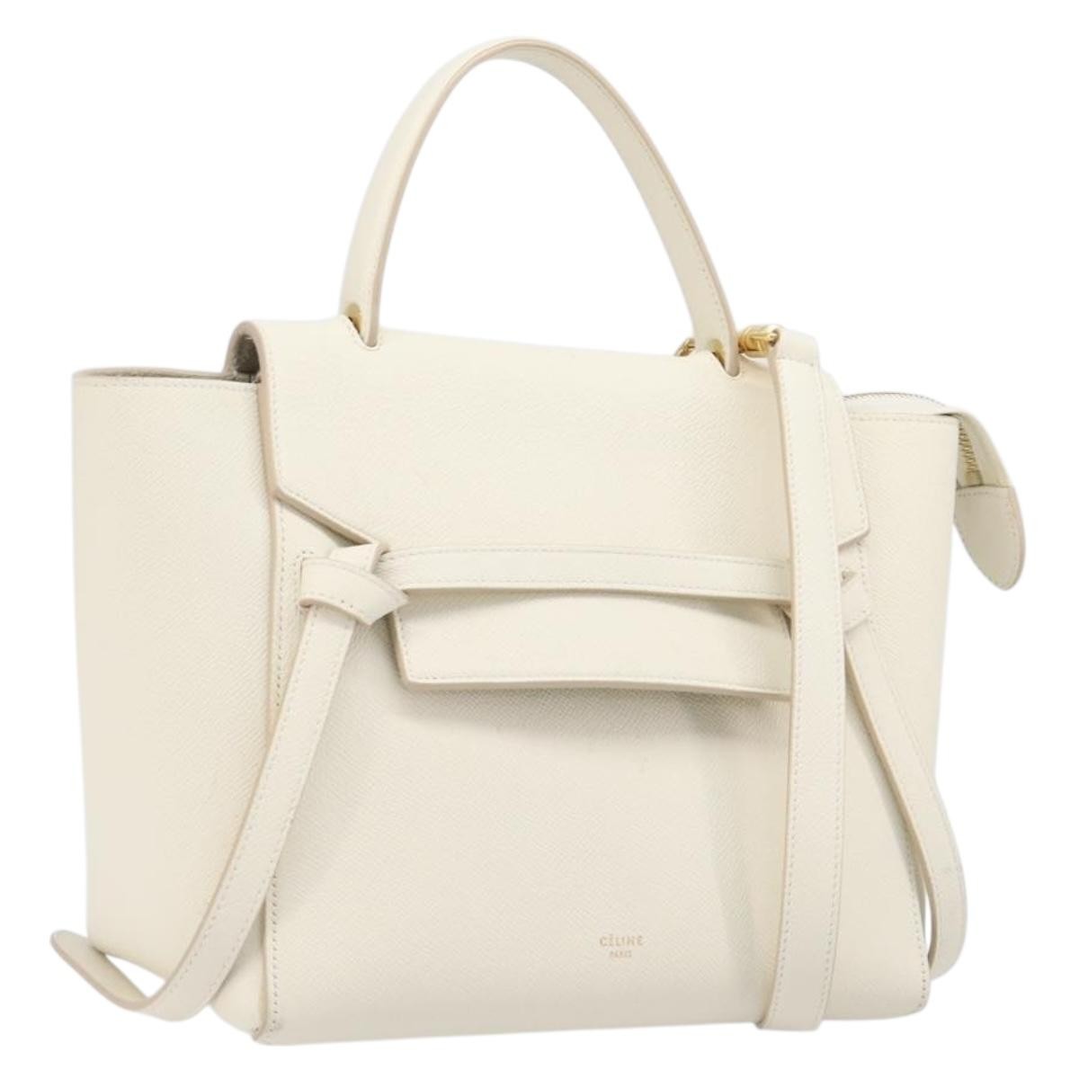 Celine Belt Leather White Leather Handbag (Pre-Owned)