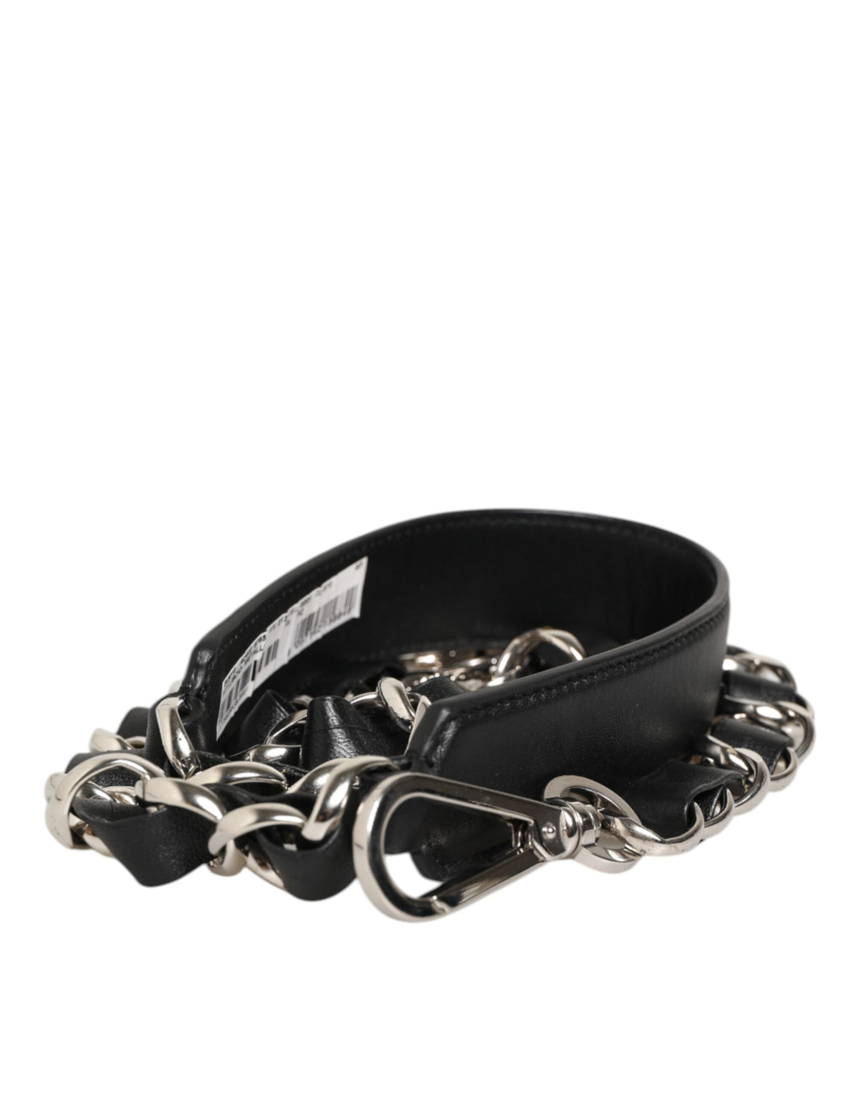 Dolce & Gabbana Black Leather Silver Chain Bag Accessory Shoulder Women's Strap (Pre-Owned)
