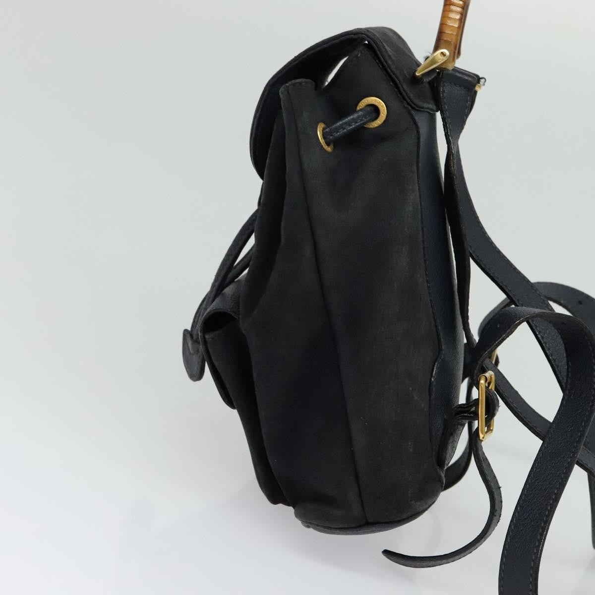 Gucci Gucci Bamboo Daim Navy Suede Backpack Bag (Pre-Owned)