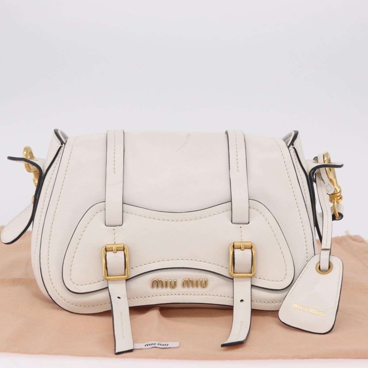Miu Miu Grace Lux Leather White Leather Shoulder Bag Bag (Pre-Owned)