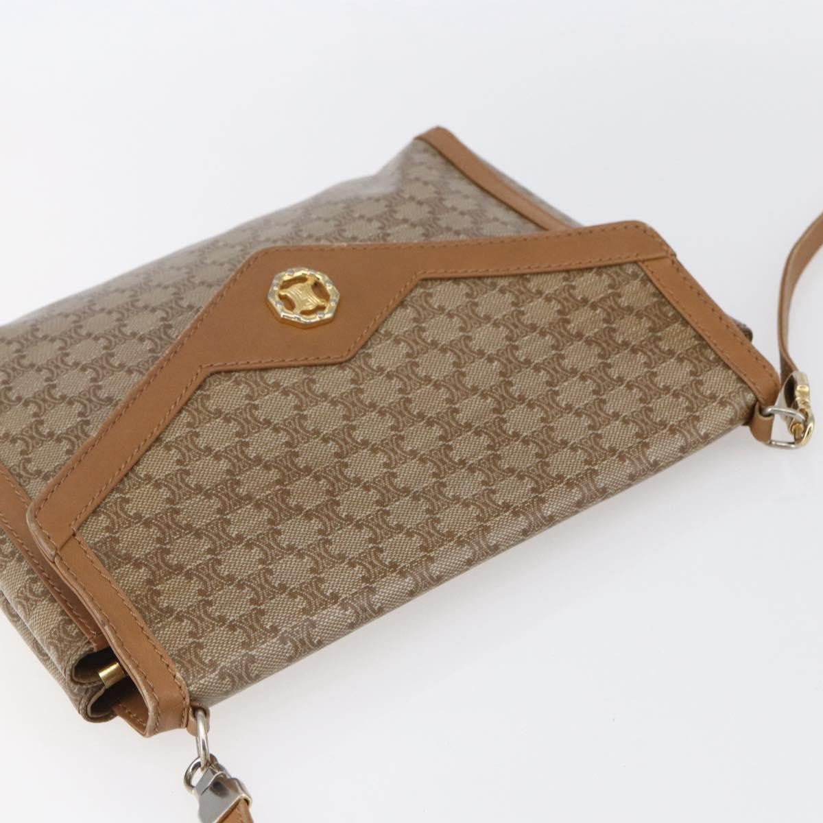 Celine Vintage Macadam Canvas And Leather Beige Canvas Shoulder Bag Bag (Pre-Owned)