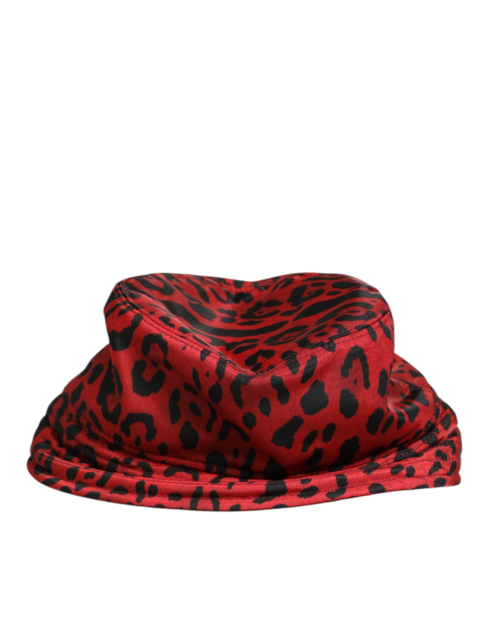 Dolce & Gabbana Red Black Nylon Leopard Print Bucket Men Cap Men's Hat