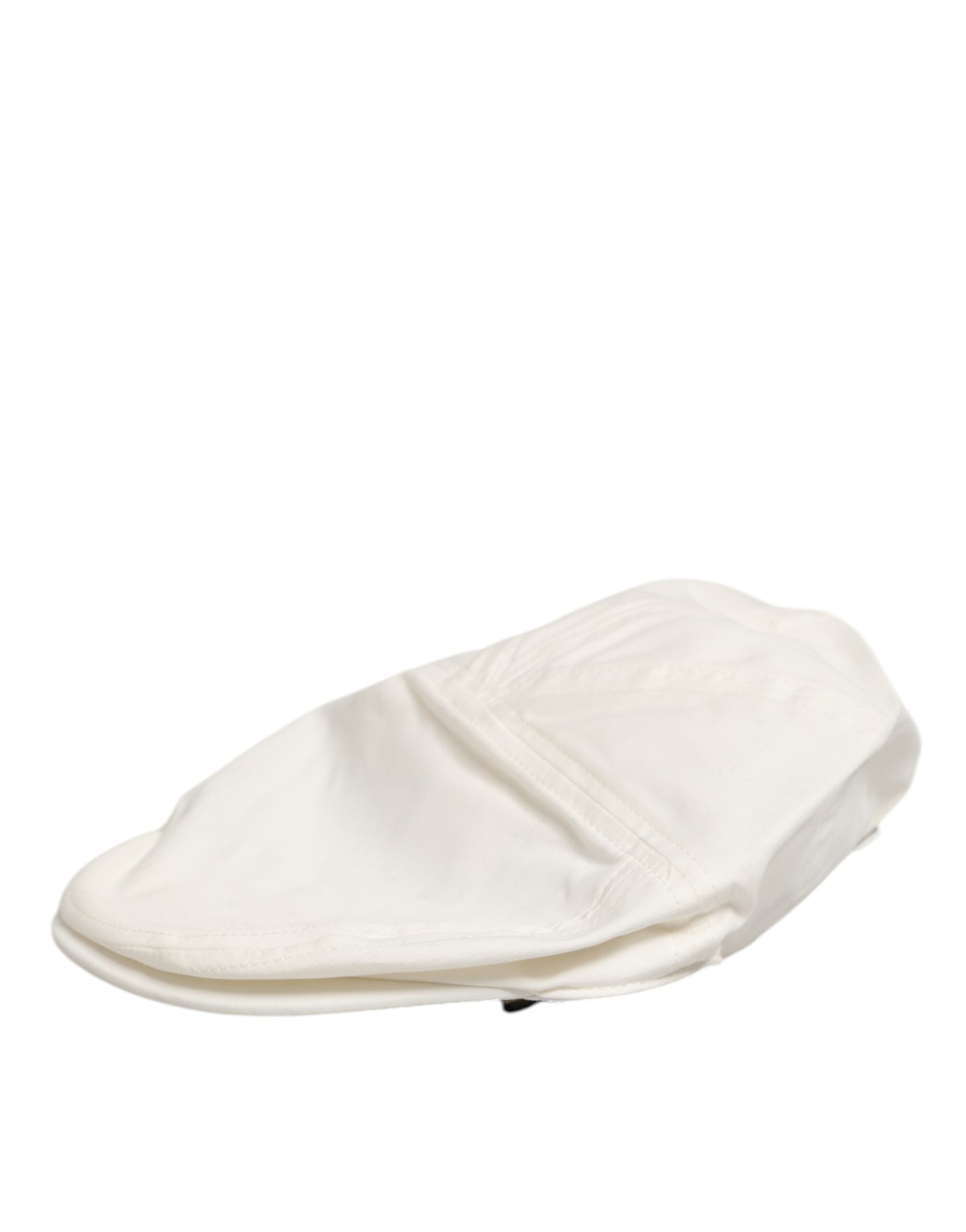 Dolce & Gabbana White Cotton Blend Leather Trim Flat Men Cap Men's Hat