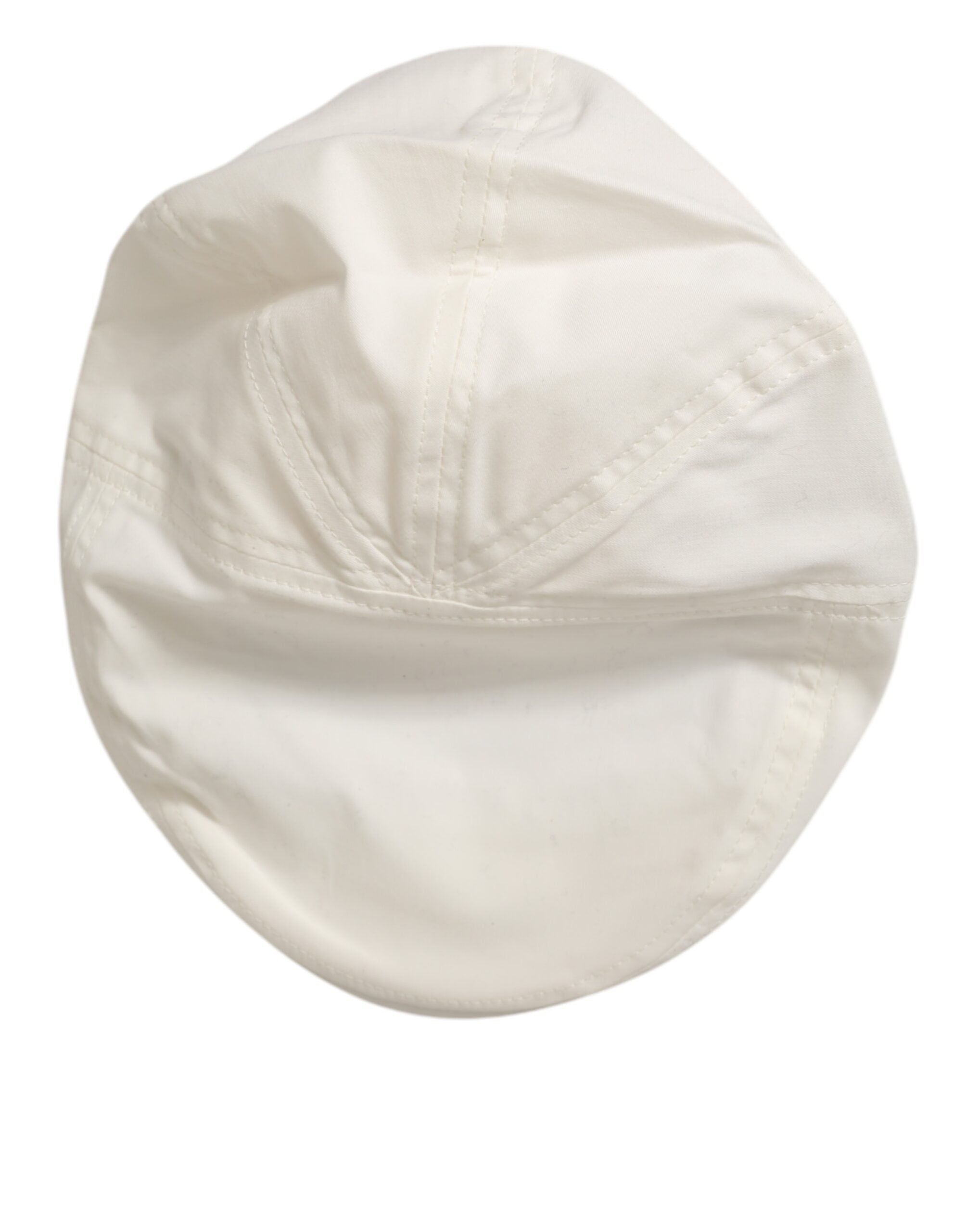 Dolce & Gabbana White Cotton Blend Leather Trim Flat Men Cap Men's Hat
