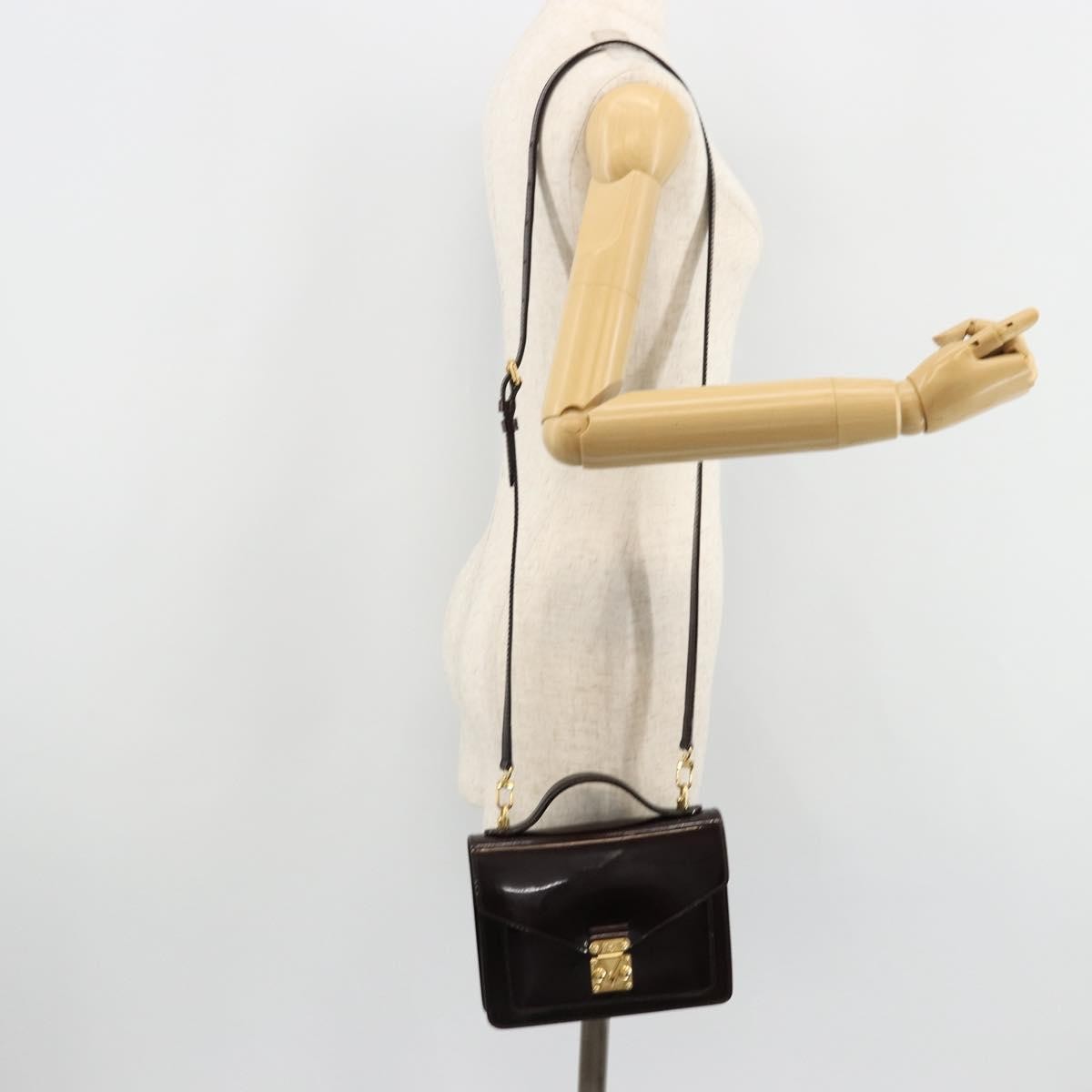 Louis Vuitton Monceau Vernis Burgundy Patent_Leather Handbag (Pre-Owned)