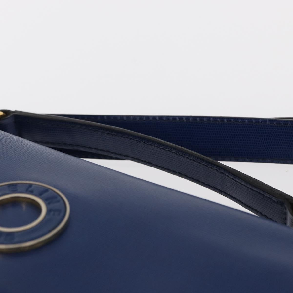 Celine Vintage Circle Logo Leather Blue Leather Shoulder Bag Bag (Pre-Owned)