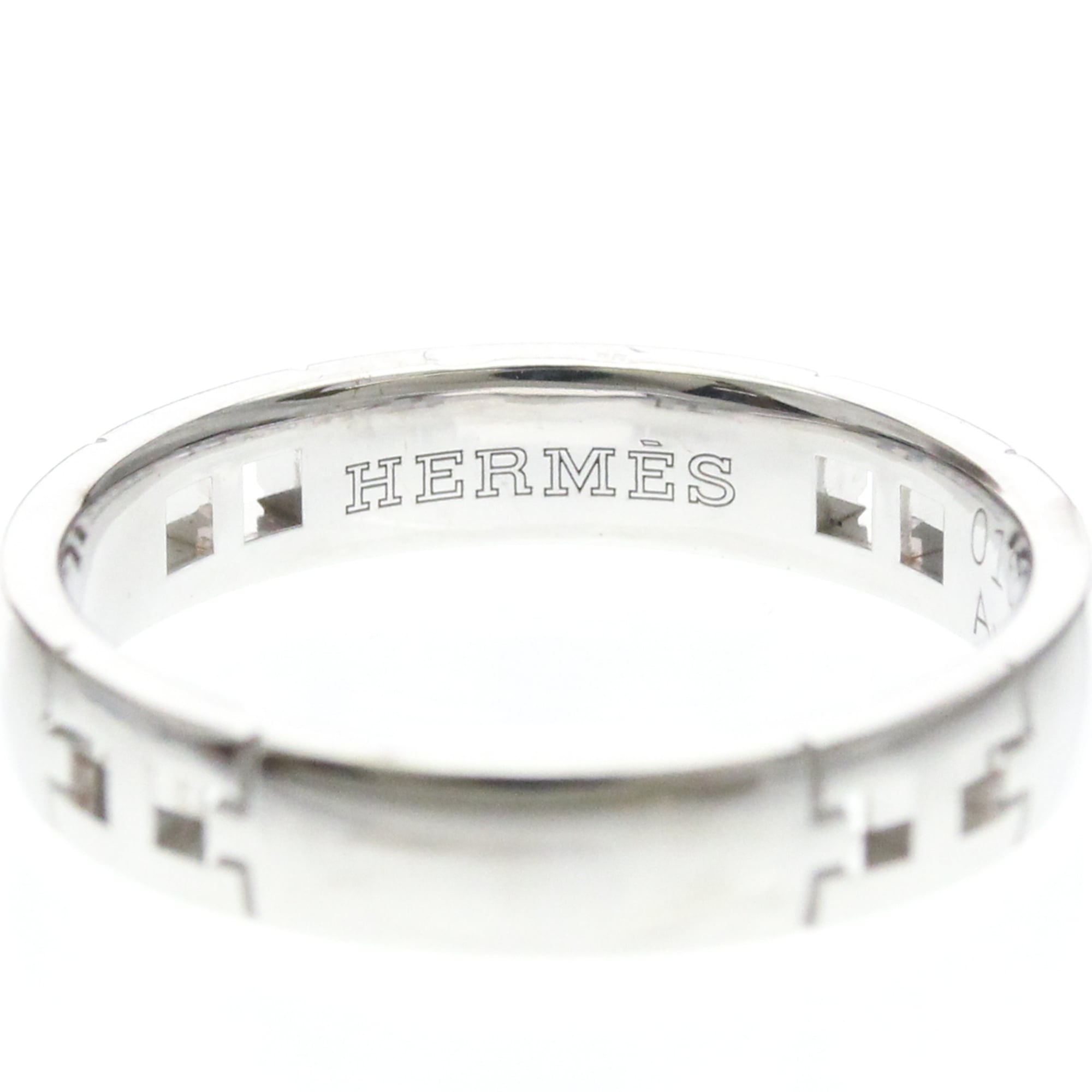 Hermes Hercules 18K White Gold Silver White_Gold Ring Jewelry (Pre-Owned)