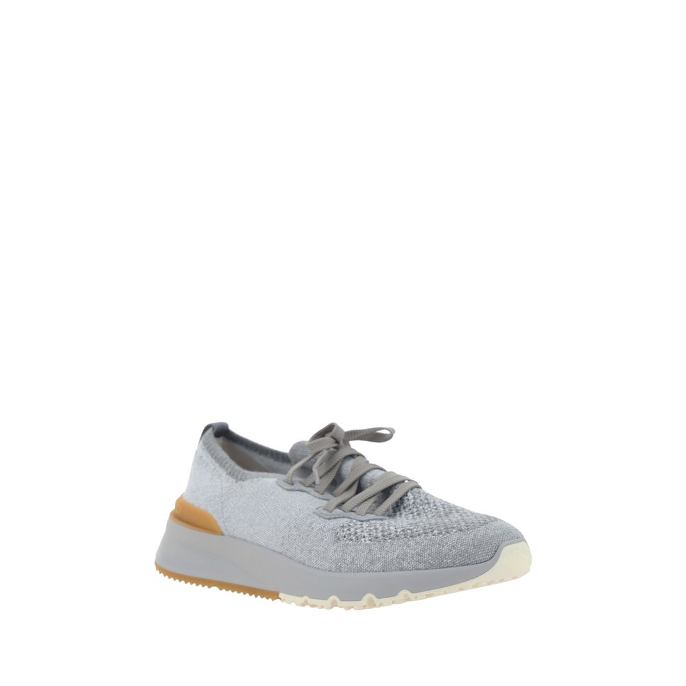 Brunello Cucinelli Gray Cotton Athletic Men's Sneakers
