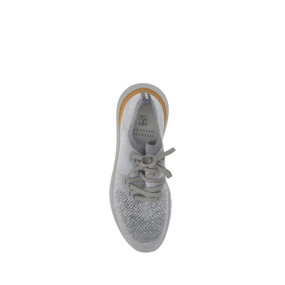 Brunello Cucinelli Gray Cotton Athletic Men's Sneakers